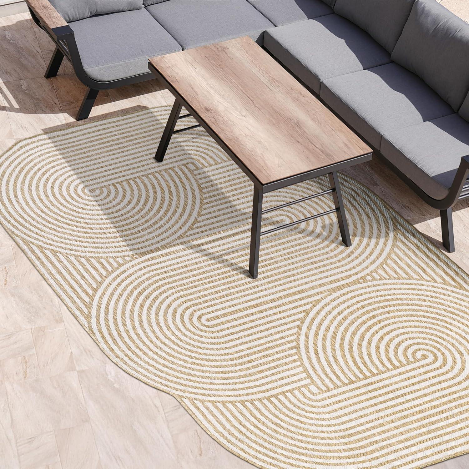 imageJONATHAN Y Geometric Arch Stripe Indoor Outdoor Area Rug 8X10 CreamNavy Margot Modern for Backyard Patio Porch EasyCleaning High Traffic PetFriendly NonShedding SHP201C8CreamNatural