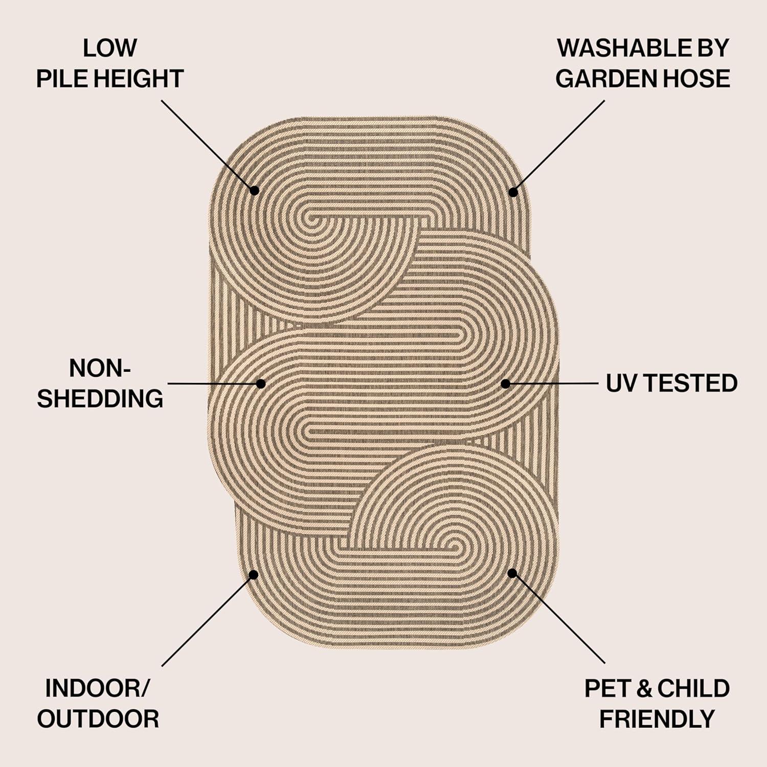 imageJONATHAN Y Geometric Arch Stripe Indoor Outdoor Area Rug 8X10 CreamNavy Margot Modern for Backyard Patio Porch EasyCleaning High Traffic PetFriendly NonShedding SHP201C8BeigeBrown