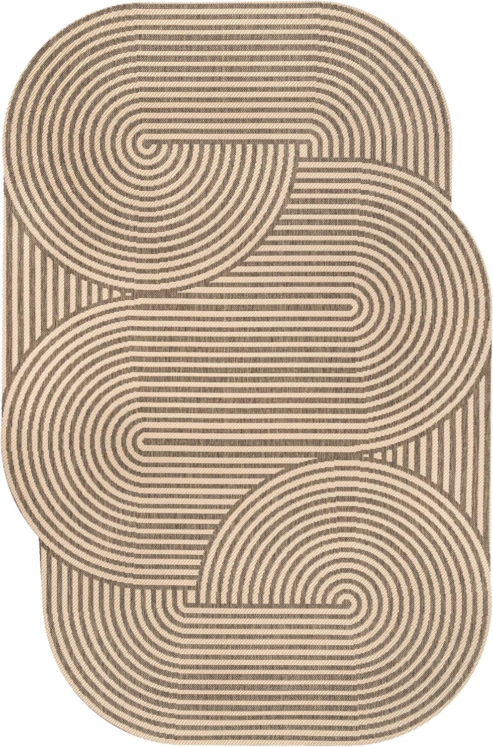 imageJONATHAN Y Geometric Arch Stripe Indoor Outdoor Area Rug 8X10 CreamNavy Margot Modern for Backyard Patio Porch EasyCleaning High Traffic PetFriendly NonShedding SHP201C8BeigeBrown