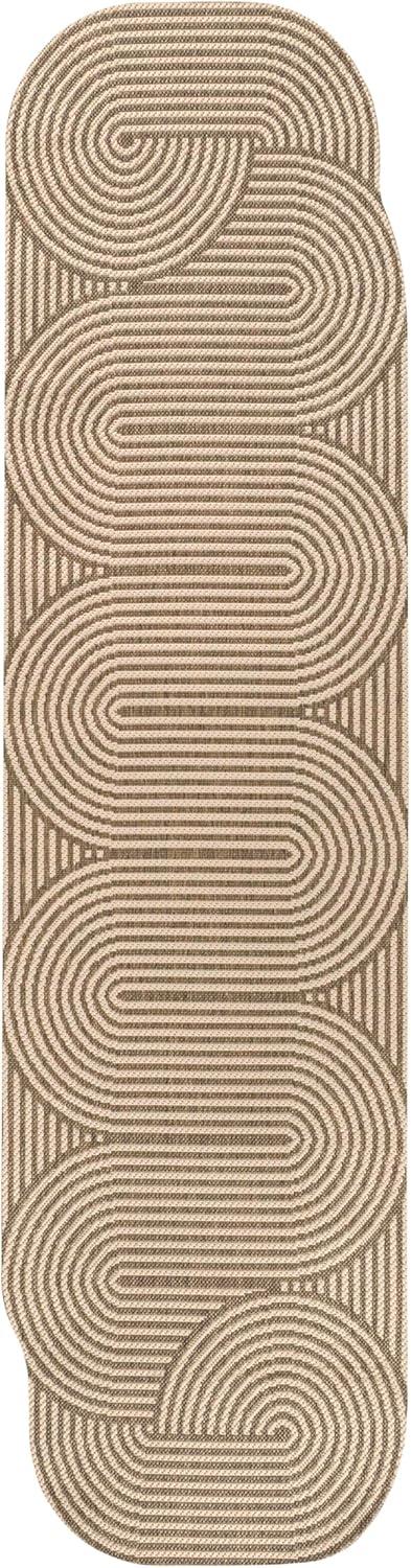 imageJONATHAN Y Geometric Arch Stripe Indoor Outdoor Area Rug 8X10 CreamNavy Margot Modern for Backyard Patio Porch EasyCleaning High Traffic PetFriendly NonShedding SHP201C8BeigeBrown