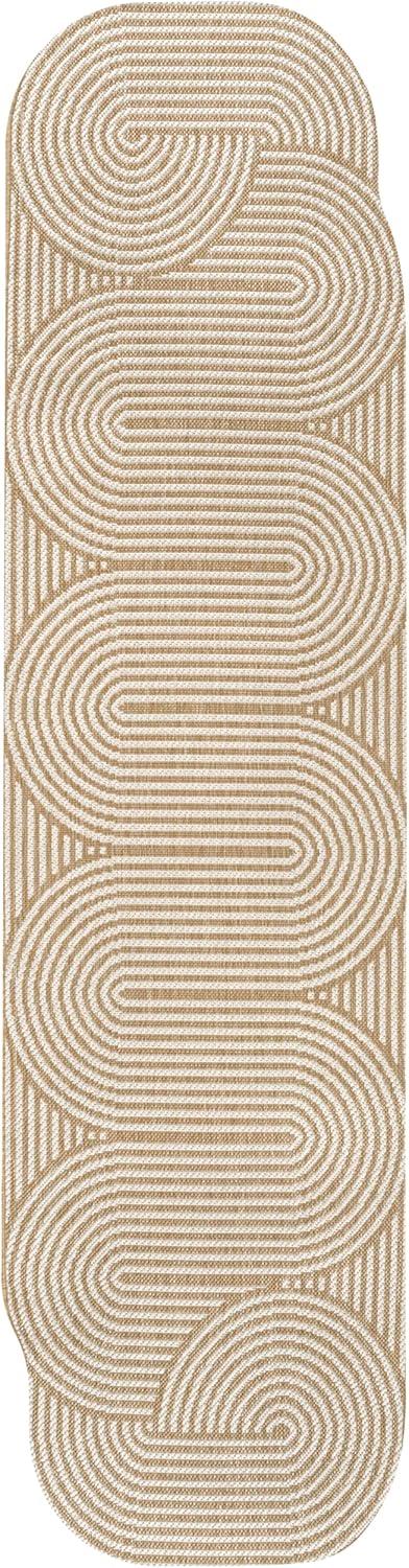 imageJONATHAN Y Geometric Arch Stripe Indoor Outdoor Area Rug 8X10 CreamNavy Margot Modern for Backyard Patio Porch EasyCleaning High Traffic PetFriendly NonShedding SHP201C8CreamNatural