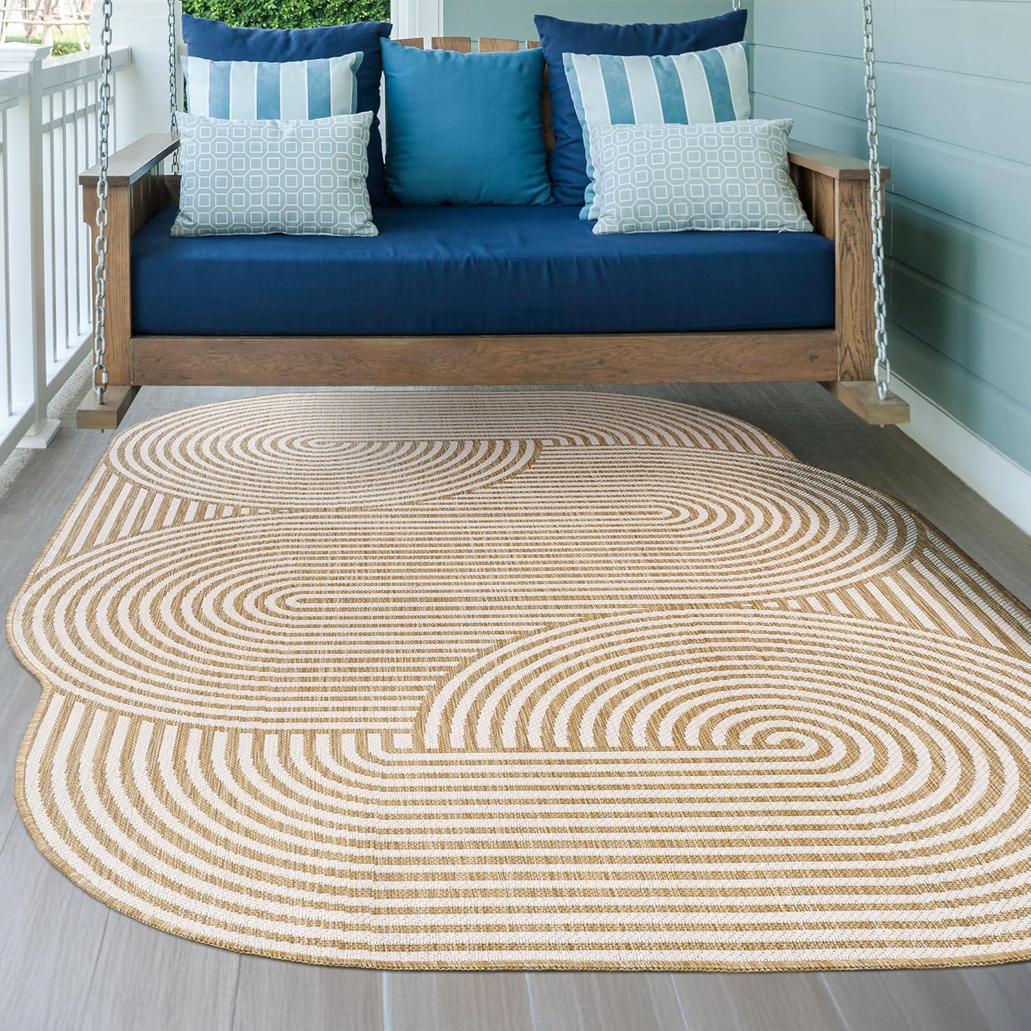 imageJONATHAN Y Geometric Arch Stripe Indoor Outdoor Area Rug 8X10 CreamNavy Margot Modern for Backyard Patio Porch EasyCleaning High Traffic PetFriendly NonShedding SHP201C8CreamNatural