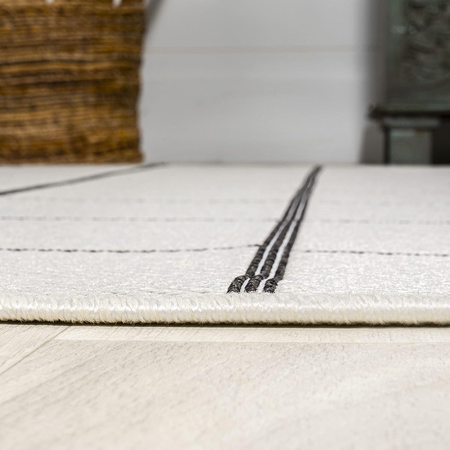 imageJONATHAN Y Grid Squares Indoor Outdoor Runner Rug 2X8 CreamBlack Modern for Backyard Patio Porch EasyCleaning High Traffic PetFriendly NonShedding SMB200A28CreamBlack