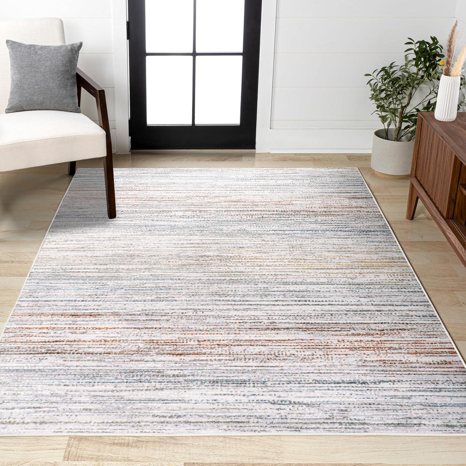 imageJONATHAN Y Loom Strie GrayBlack Runner Rug 2X8 ft Modern for Living Room Bedroom Kitchen Office EasyCleaning High Traffic PetFriendly NonShedding SOR200A28GrayBlueOrange