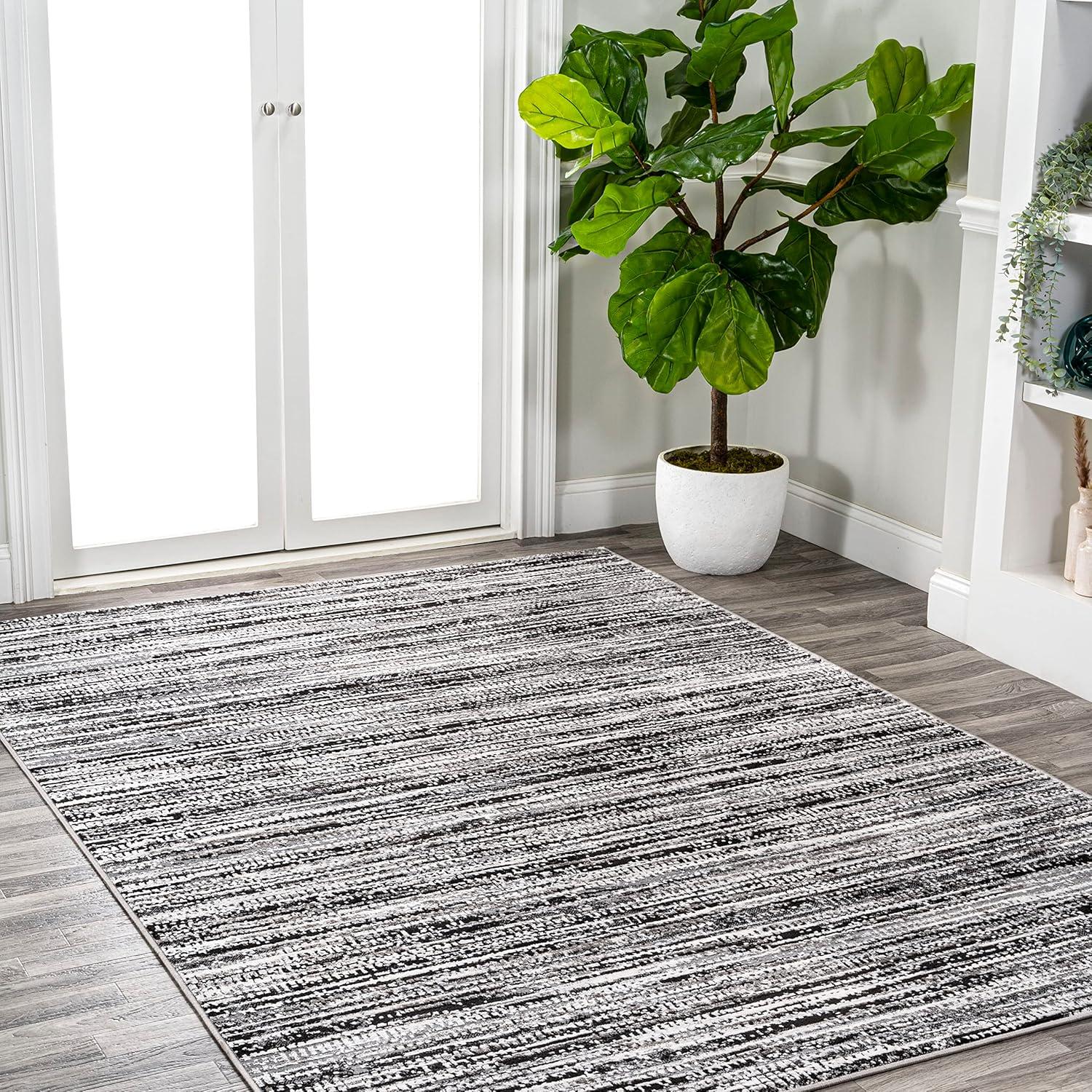imageJONATHAN Y Loom Strie GrayBlack Runner Rug 2X8 ft Modern for Living Room Bedroom Kitchen Office EasyCleaning High Traffic PetFriendly NonShedding SOR200A28BlackGray