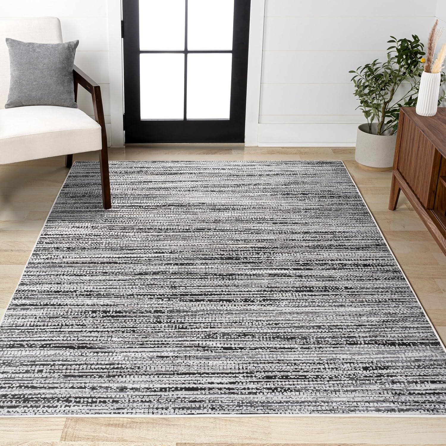 imageJONATHAN Y Loom Strie GrayBlack Runner Rug 2X8 ft Modern for Living Room Bedroom Kitchen Office EasyCleaning High Traffic PetFriendly NonShedding SOR200A28BlackGray
