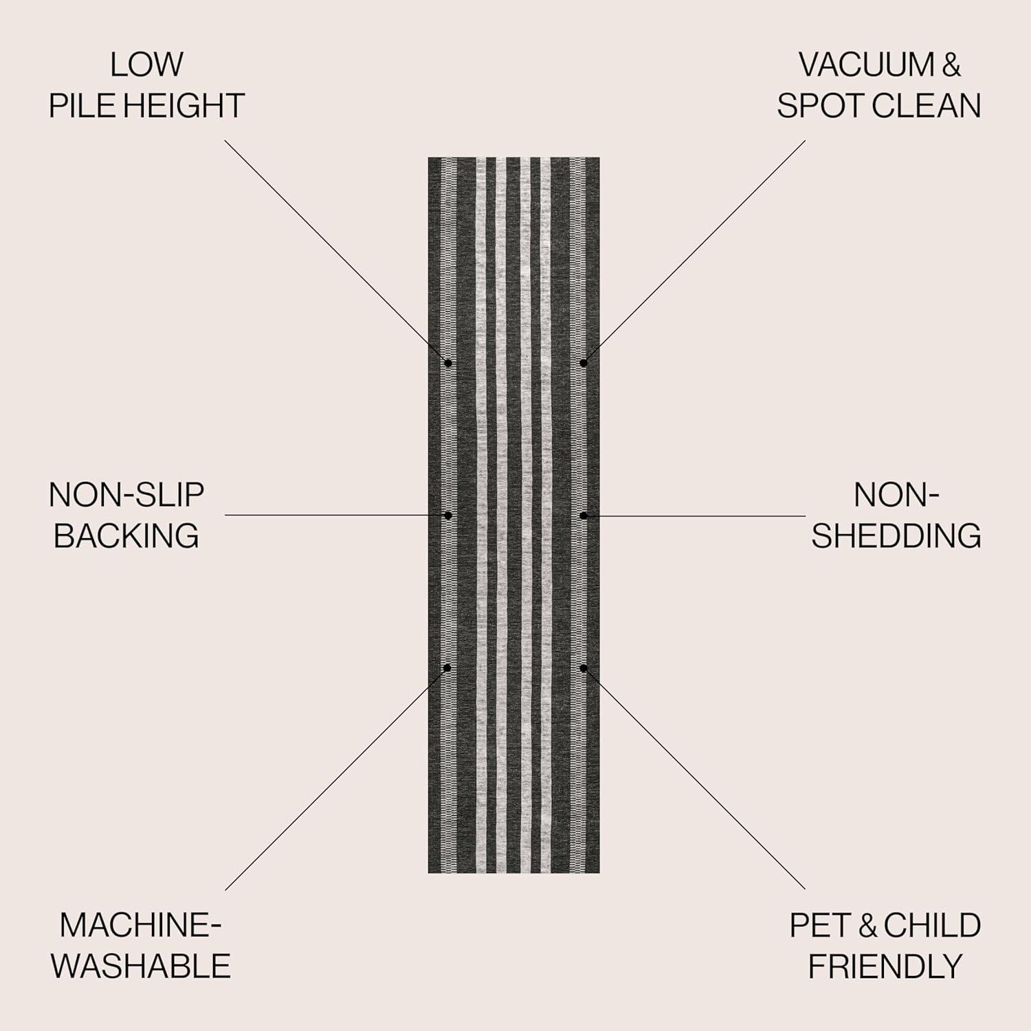 imageJONATHAN Y Machine Washable IvoryPeach Runner Rug 2X8 ft Raita Modern Distressed Stripe for Living Room Bedroom Kitchen Office EasyCleaning High Traffic PetFriendly NonShedding WSH116A28BlackIvory