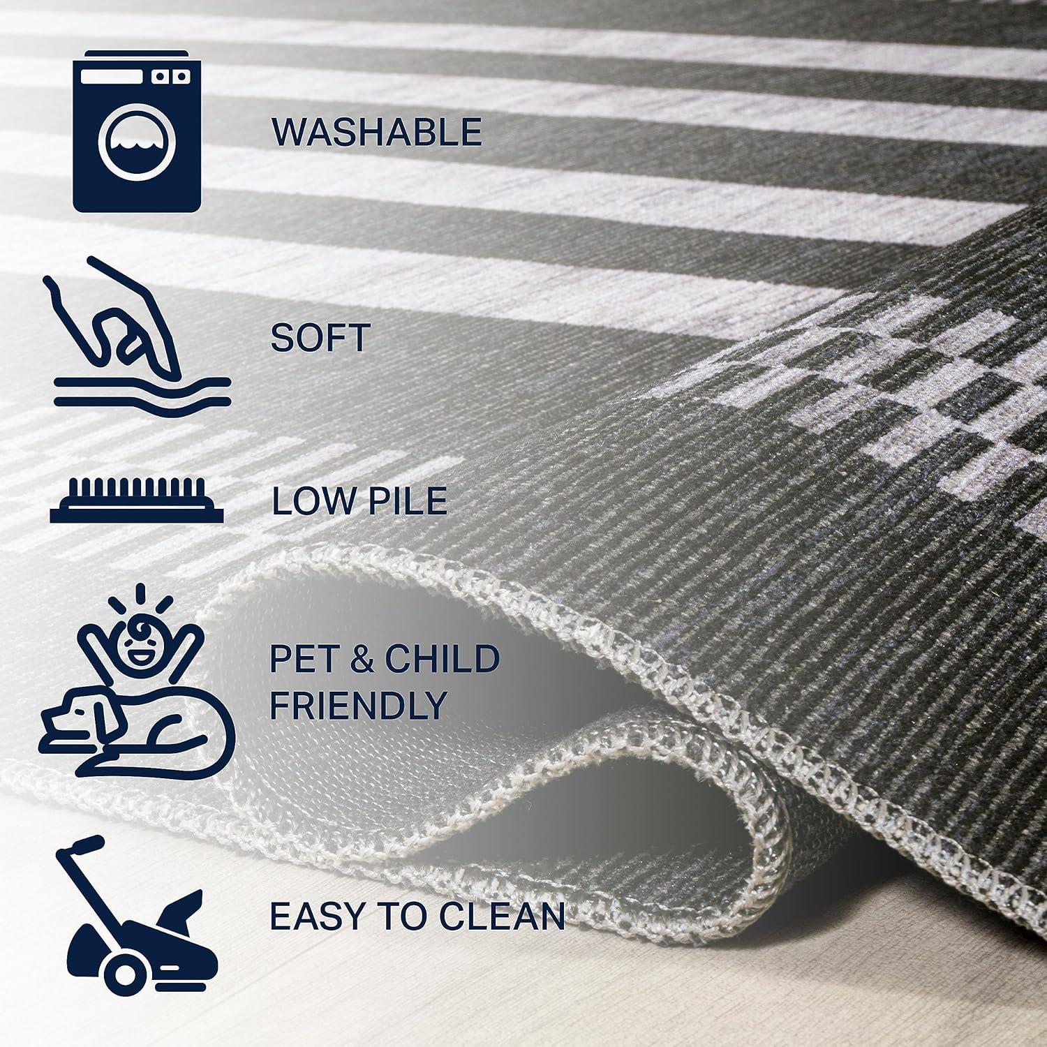 imageJONATHAN Y Machine Washable IvoryPeach Runner Rug 2X8 ft Raita Modern Distressed Stripe for Living Room Bedroom Kitchen Office EasyCleaning High Traffic PetFriendly NonShedding WSH116A28BlackIvory