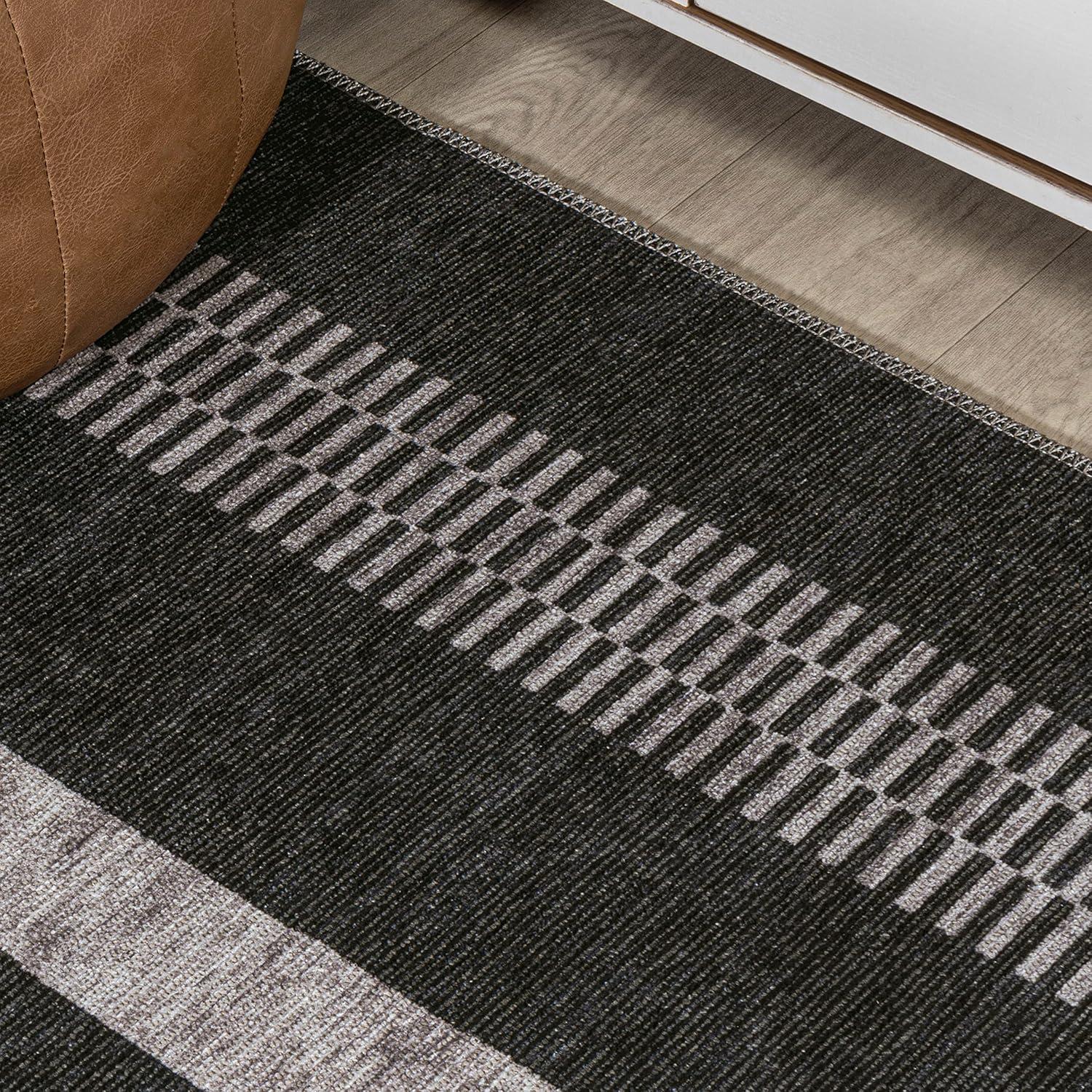 imageJONATHAN Y Machine Washable IvoryPeach Runner Rug 2X8 ft Raita Modern Distressed Stripe for Living Room Bedroom Kitchen Office EasyCleaning High Traffic PetFriendly NonShedding WSH116A28BlackIvory