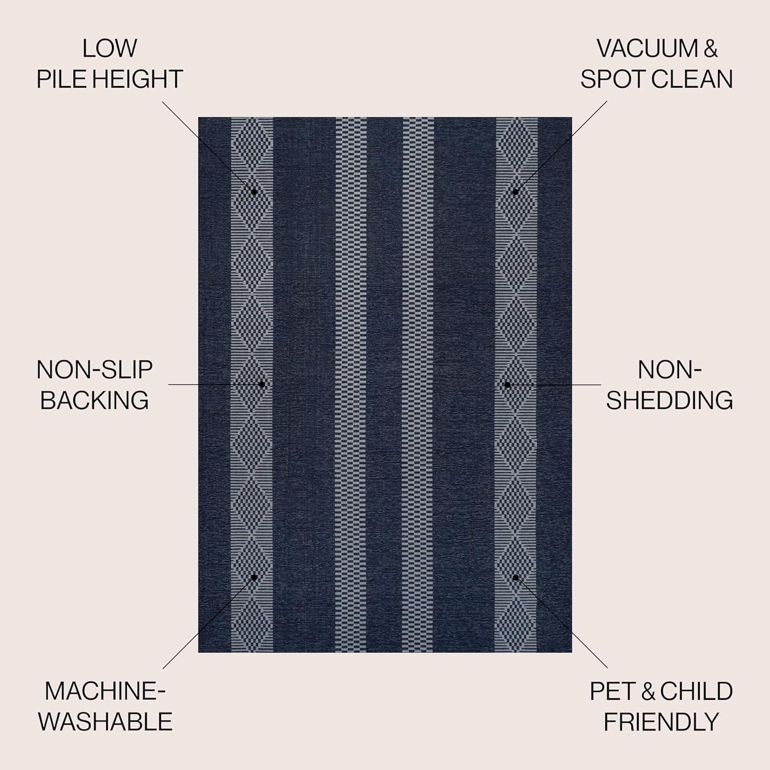 imageJONATHAN Y Machine Washable IvoryPeach Runner Rug 2X8 ft Raita Modern Distressed Stripe for Living Room Bedroom Kitchen Office EasyCleaning High Traffic PetFriendly NonShedding WSH116A28Nautisk NavyGray