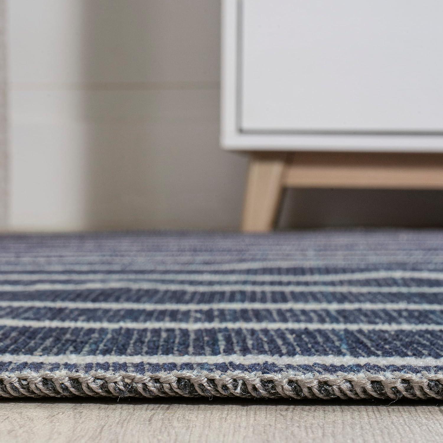 imageJONATHAN Y Machine Washable IvoryPeach Runner Rug 2X8 ft Raita Modern Distressed Stripe for Living Room Bedroom Kitchen Office EasyCleaning High Traffic PetFriendly NonShedding WSH116A28Rand NavyGray