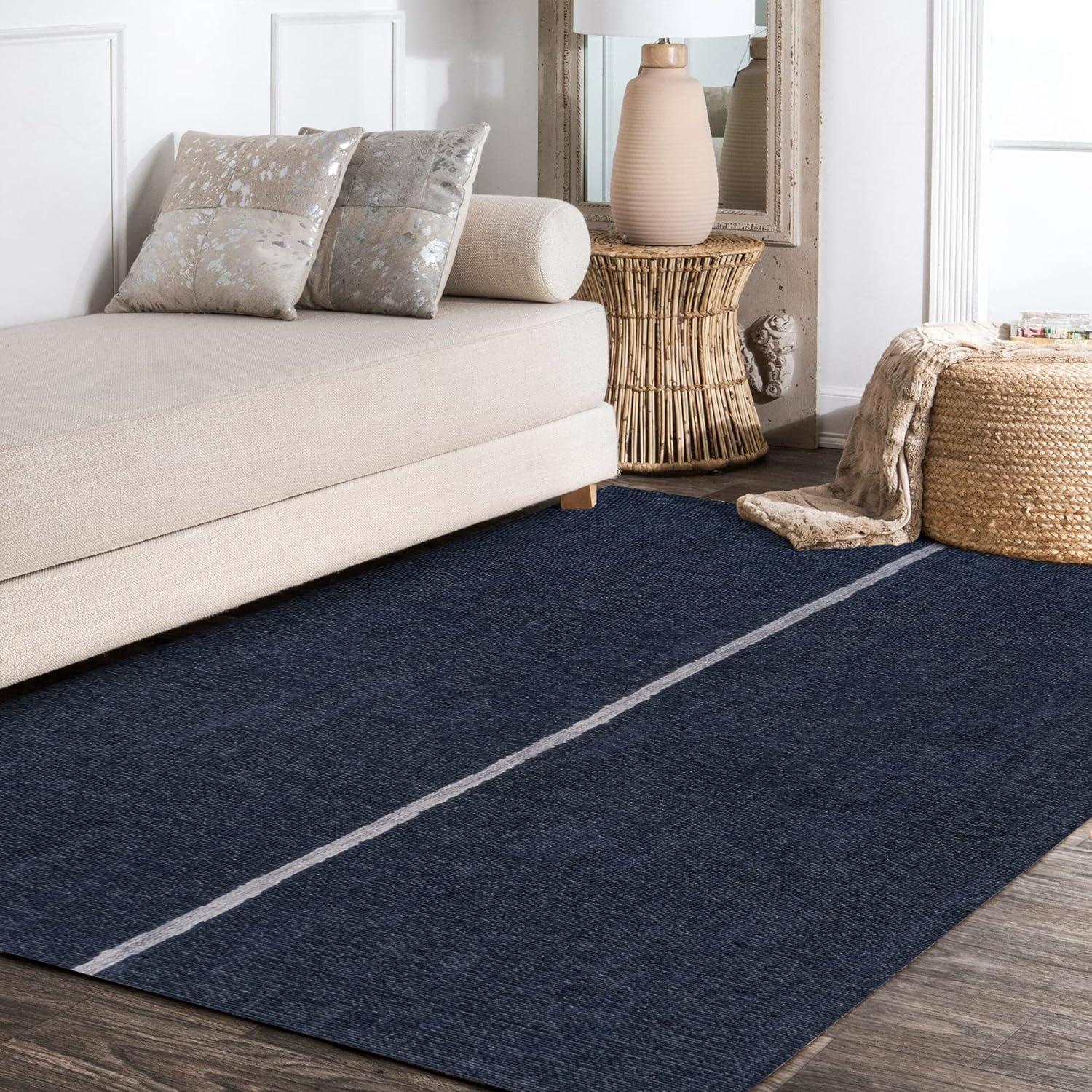 imageJONATHAN Y Machine Washable IvoryPeach Runner Rug 2X8 ft Raita Modern Distressed Stripe for Living Room Bedroom Kitchen Office EasyCleaning High Traffic PetFriendly NonShedding WSH116A28Linja NavyGray