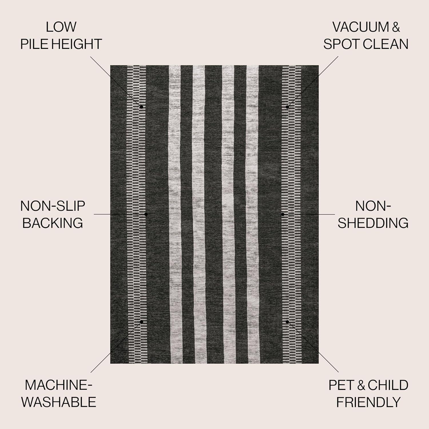 imageJONATHAN Y Machine Washable IvoryPeach Runner Rug 2X8 ft Raita Modern Distressed Stripe for Living Room Bedroom Kitchen Office EasyCleaning High Traffic PetFriendly NonShedding WSH116A28BlackIvory