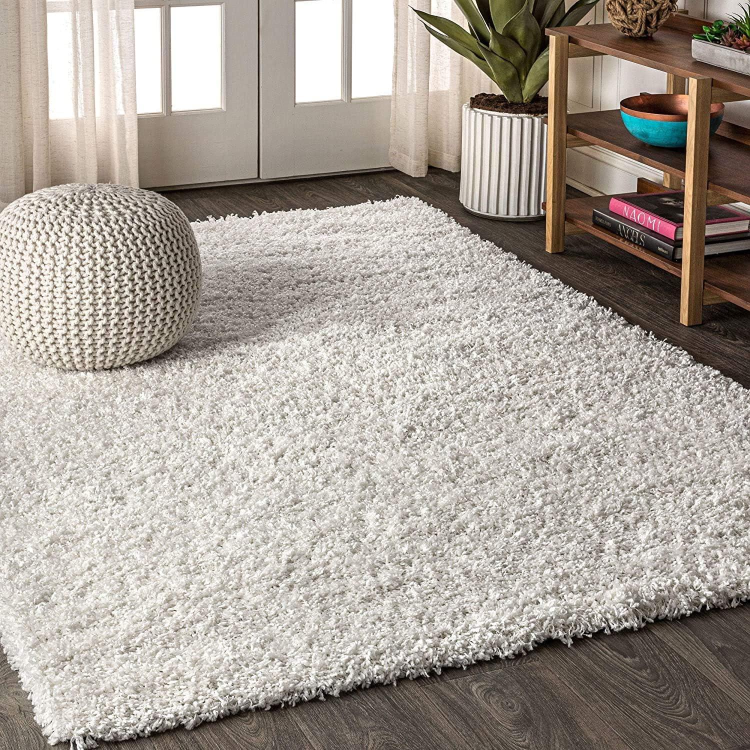 imageJONATHAN Y Mercer Shag Plush White Indoor Area Rug 8x10 Transitional Modern EasyCleaning for Living Room Bedroom Kitchen Pet Friendly NonShedding MCR106A8White