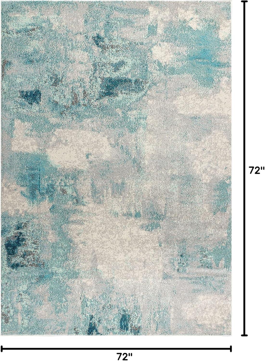 imageJONATHAN Y Modern Abstract Vintage CreamBlue 5 Round Indoor Area Rug Contemporary POP Transitional EasyCleaning for Living Room Bedroom Kitchen Pet Friendly NonShedding CTP104A5RCreamBlue