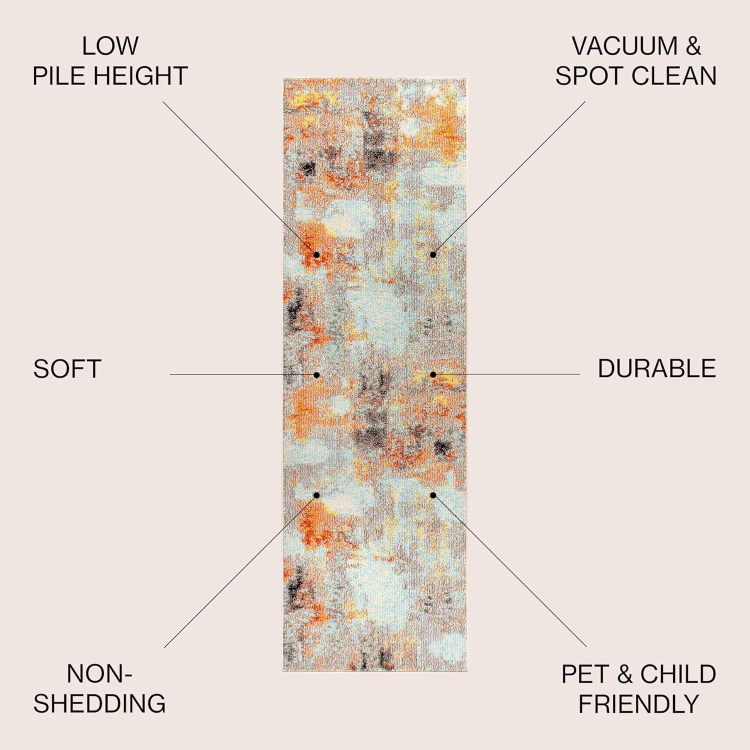 imageJONATHAN Y Modern Abstract Vintage CreamBlue 5 Round Indoor Area Rug Contemporary POP Transitional EasyCleaning for Living Room Bedroom Kitchen Pet Friendly NonShedding CTP104A5RCreamOrange