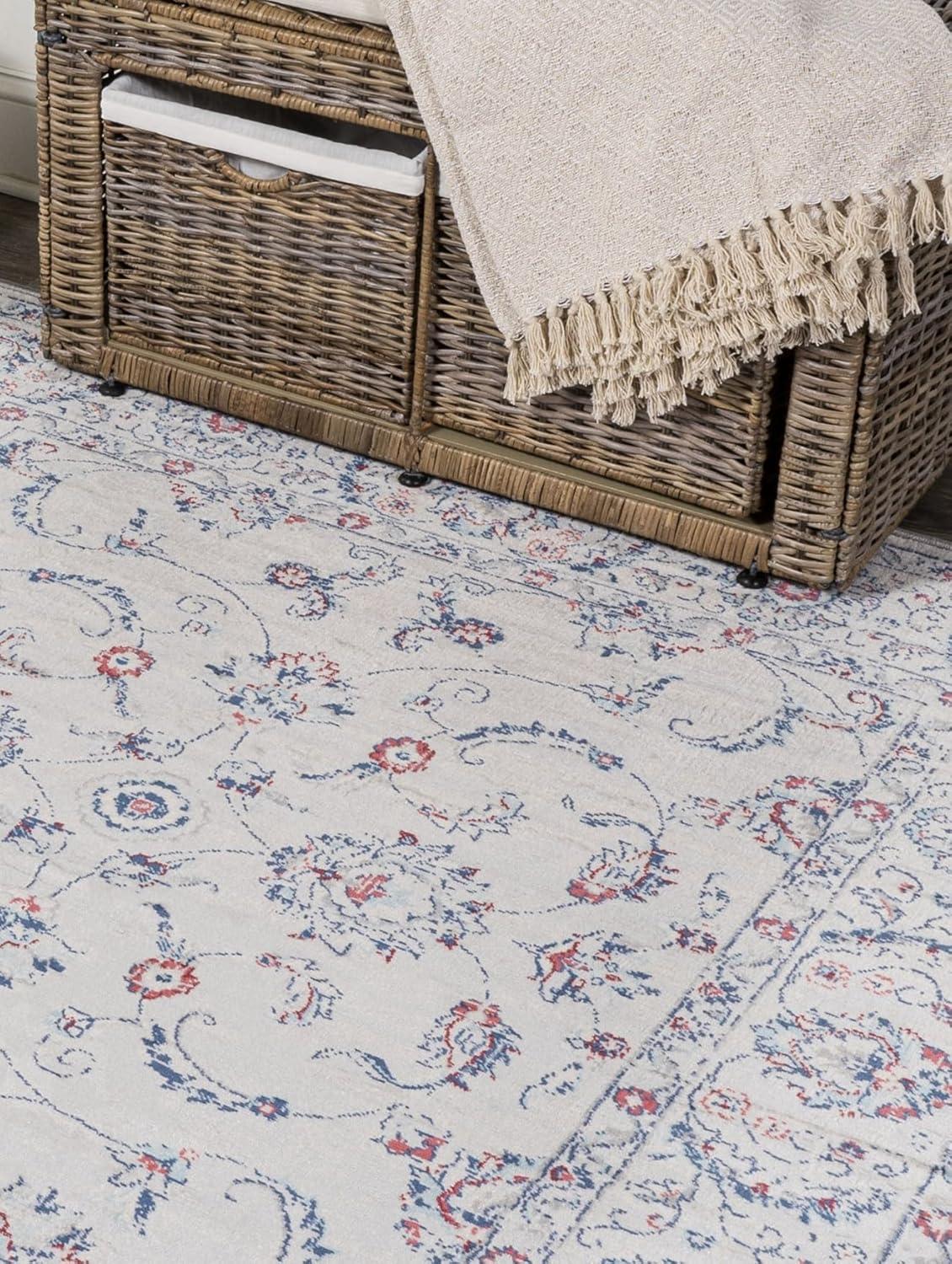 imageJONATHAN Y Modern Vintage Light Grey Runner Rug 2x8 Country Floral EasyCleaning for Living Room Bedroom Kitchen Pet Friendly NonShedding MDP107B28Light GreyRed