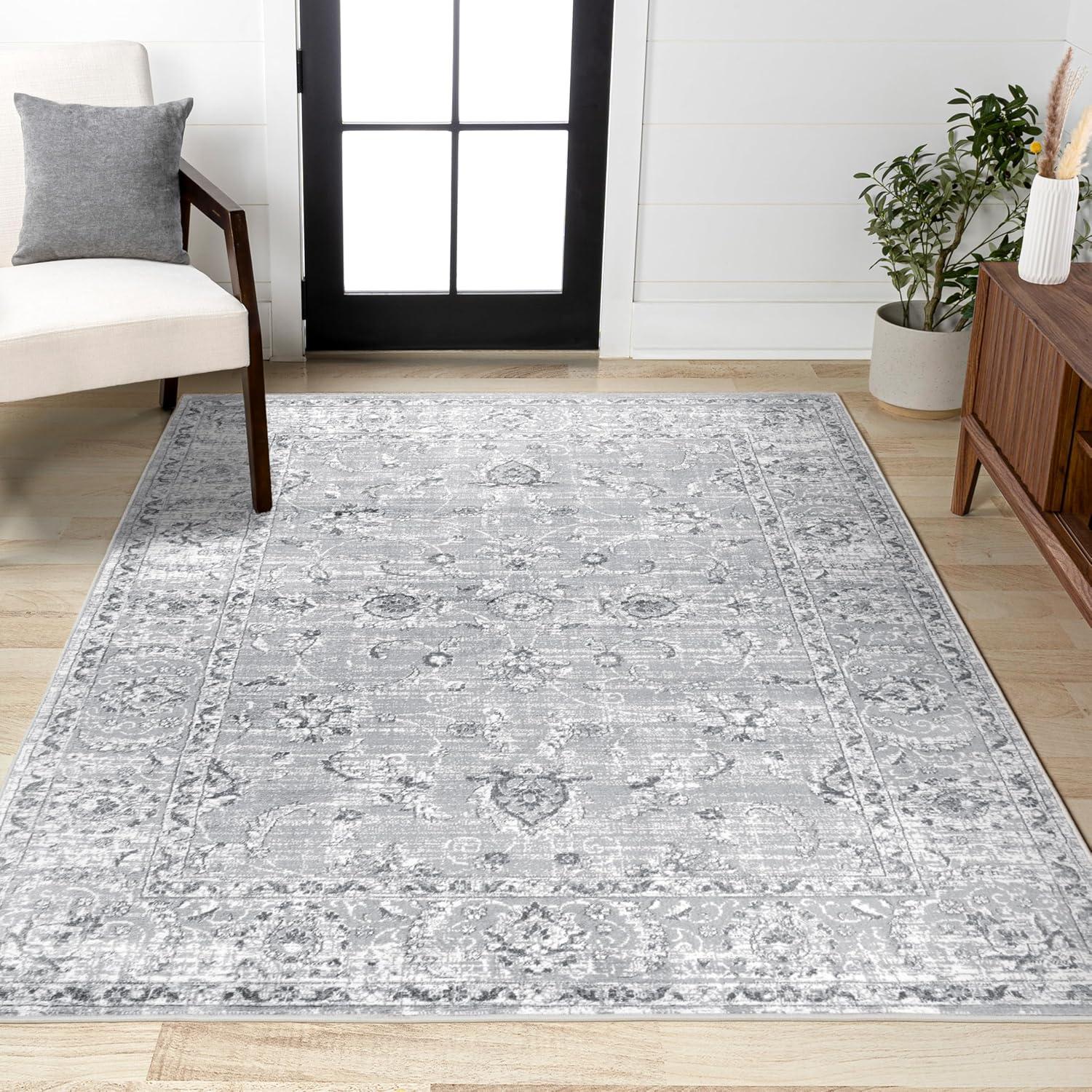 imageJONATHAN Y Modern Vintage Light Grey Runner Rug 2x8 Country Floral EasyCleaning for Living Room Bedroom Kitchen Pet Friendly NonShedding MDP107B28Light Grey