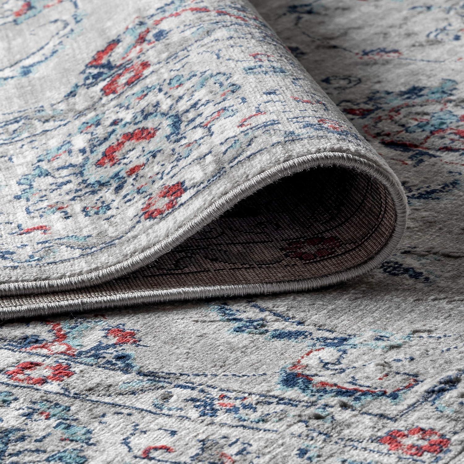 imageJONATHAN Y Modern Vintage Light Grey Runner Rug 2x8 Country Floral EasyCleaning for Living Room Bedroom Kitchen Pet Friendly NonShedding MDP107B28Light GreyRed