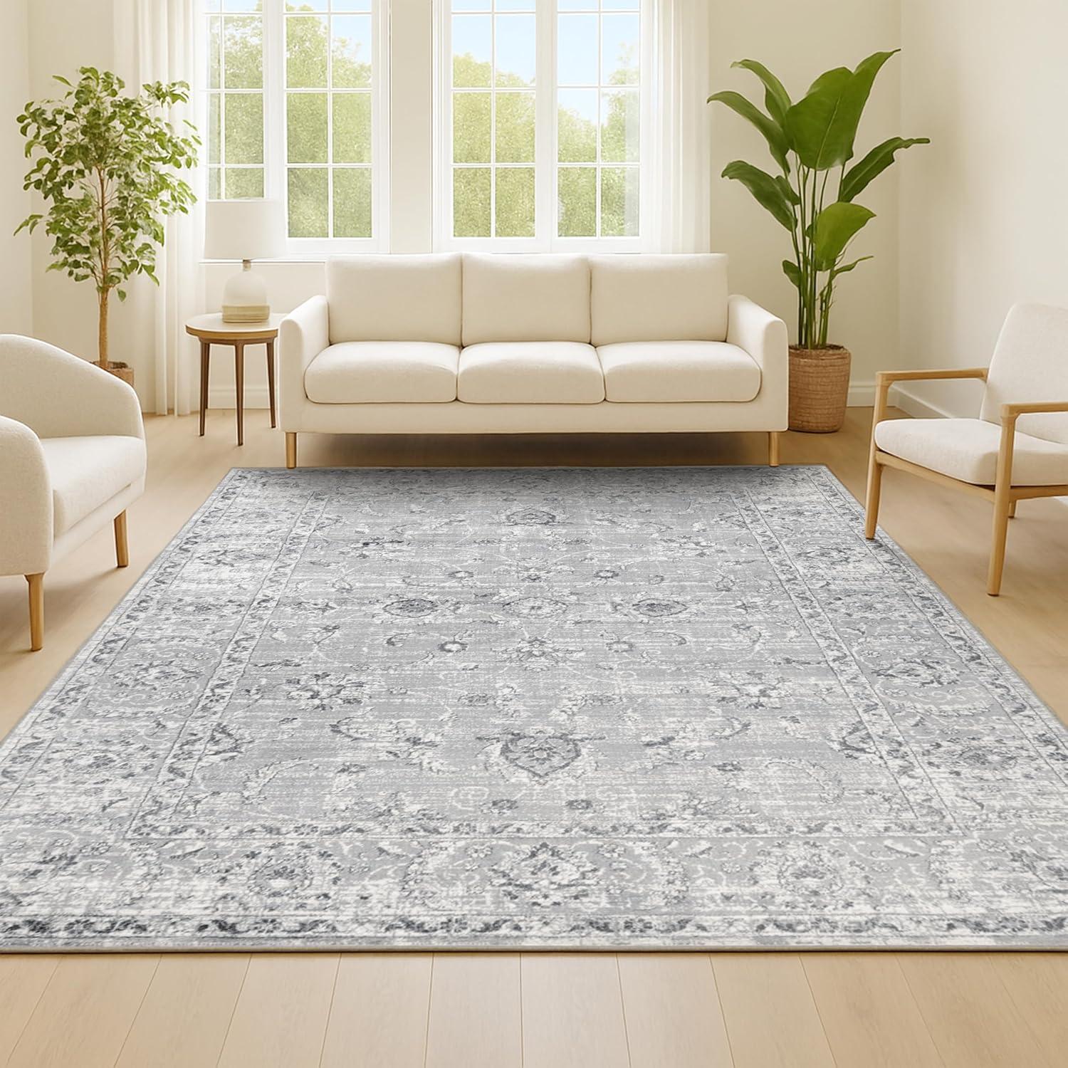 imageJONATHAN Y Modern Vintage Light Grey Runner Rug 2x8 Country Floral EasyCleaning for Living Room Bedroom Kitchen Pet Friendly NonShedding MDP107B28Light Grey