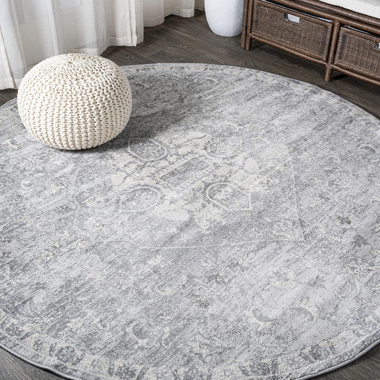 imageJONATHAN Y Modern Vintage Medallion Gray 5 Round Indoor Area Rug Country Floral EasyCleaning for Living Room Bedroom Kitchen Pet Friendly NonShedding MDP104B5RGrey