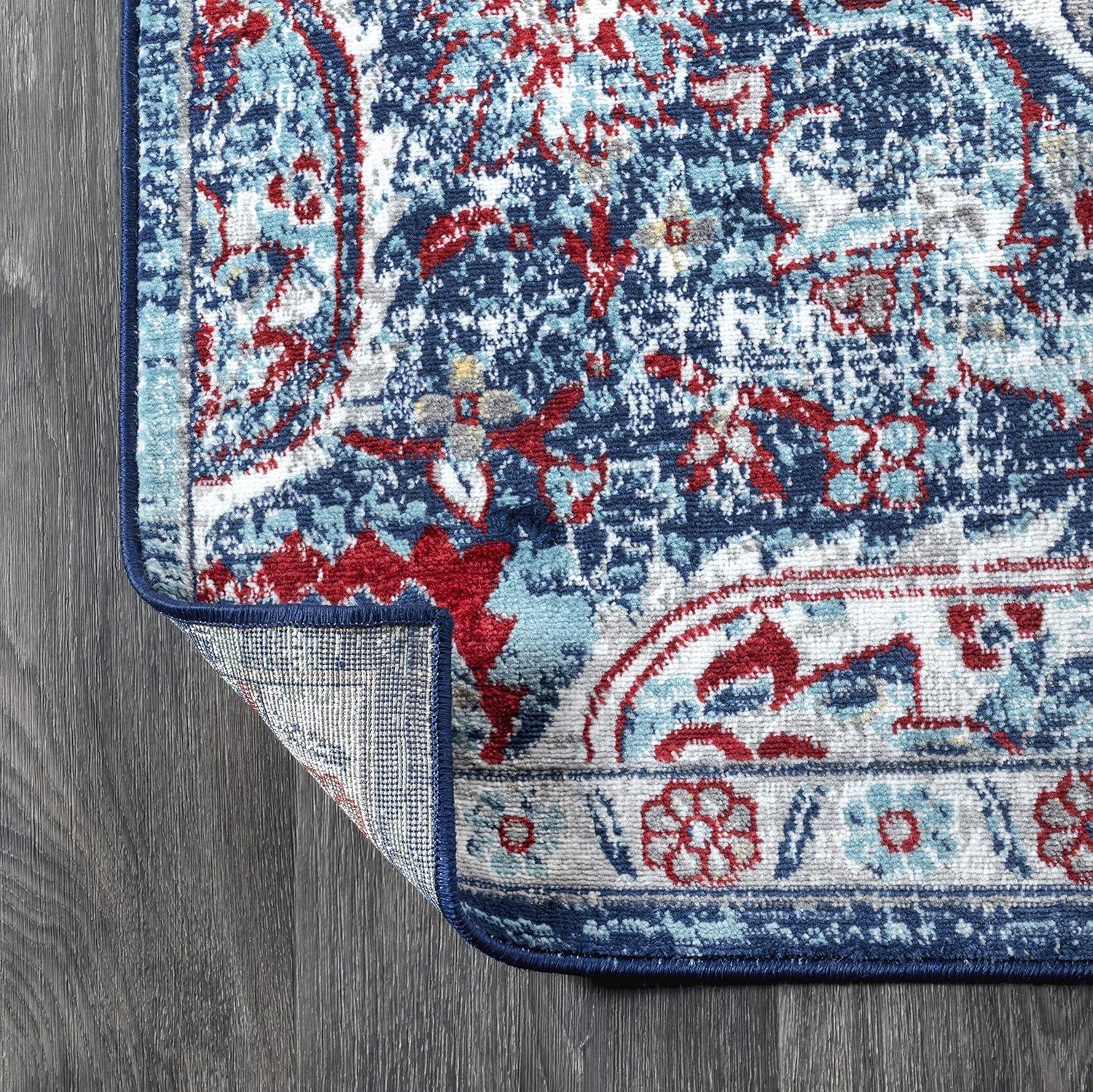 imageJONATHAN Y Modern Vintage Medallion Gray 5 Round Indoor Area Rug Country Floral EasyCleaning for Living Room Bedroom Kitchen Pet Friendly NonShedding MDP104B5RLight Pink navy