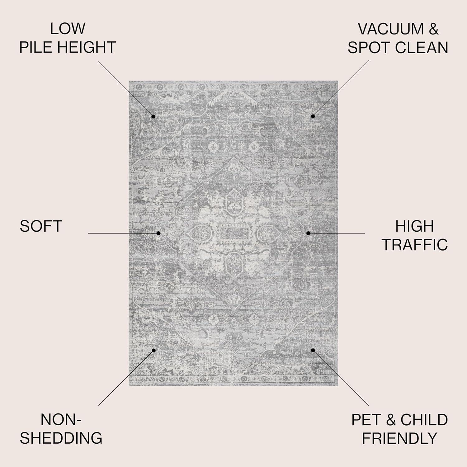 imageJONATHAN Y Modern Vintage Medallion Gray Runner Rug 2x10 Country Floral EasyCleaning for Living Room Bedroom Kitchen Pet Friendly NonShedding MDP104B210Grey