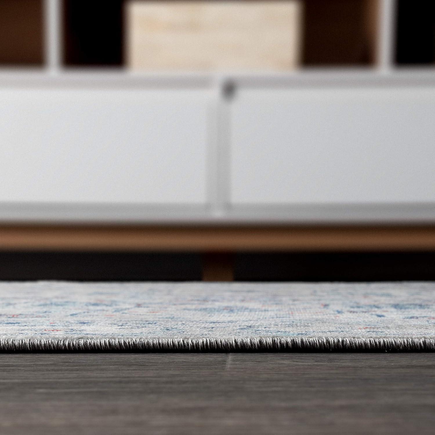 imageJONATHAN Y Modern Vintage Medallion GrayIvory 5 Round Indoor Area Rug Country Floral EasyCleaning for Living Room Bedroom Kitchen Pet Friendly NonShedding MDP105B5RLight Grey Blue