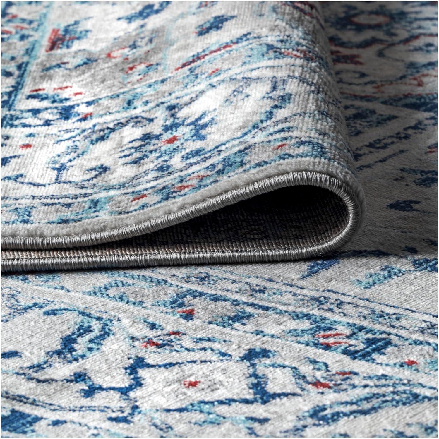 imageJONATHAN Y Modern Vintage Medallion GrayIvory 5 Round Indoor Area Rug Country Floral EasyCleaning for Living Room Bedroom Kitchen Pet Friendly NonShedding MDP105B5RLight Grey Blue