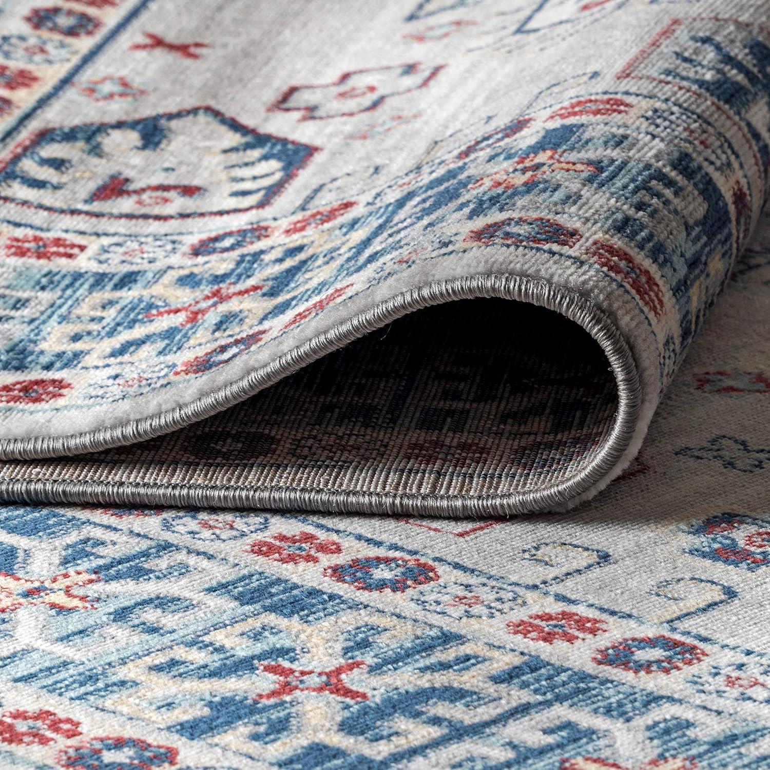 imageJONATHAN Y Modern Vintage Medallion Light Grey 5 Round Indoor Area Rug Country Floral EasyCleaning for Living Room Bedroom Kitchen Pet Friendly NonShedding MDP108B5RLight Grey Blue