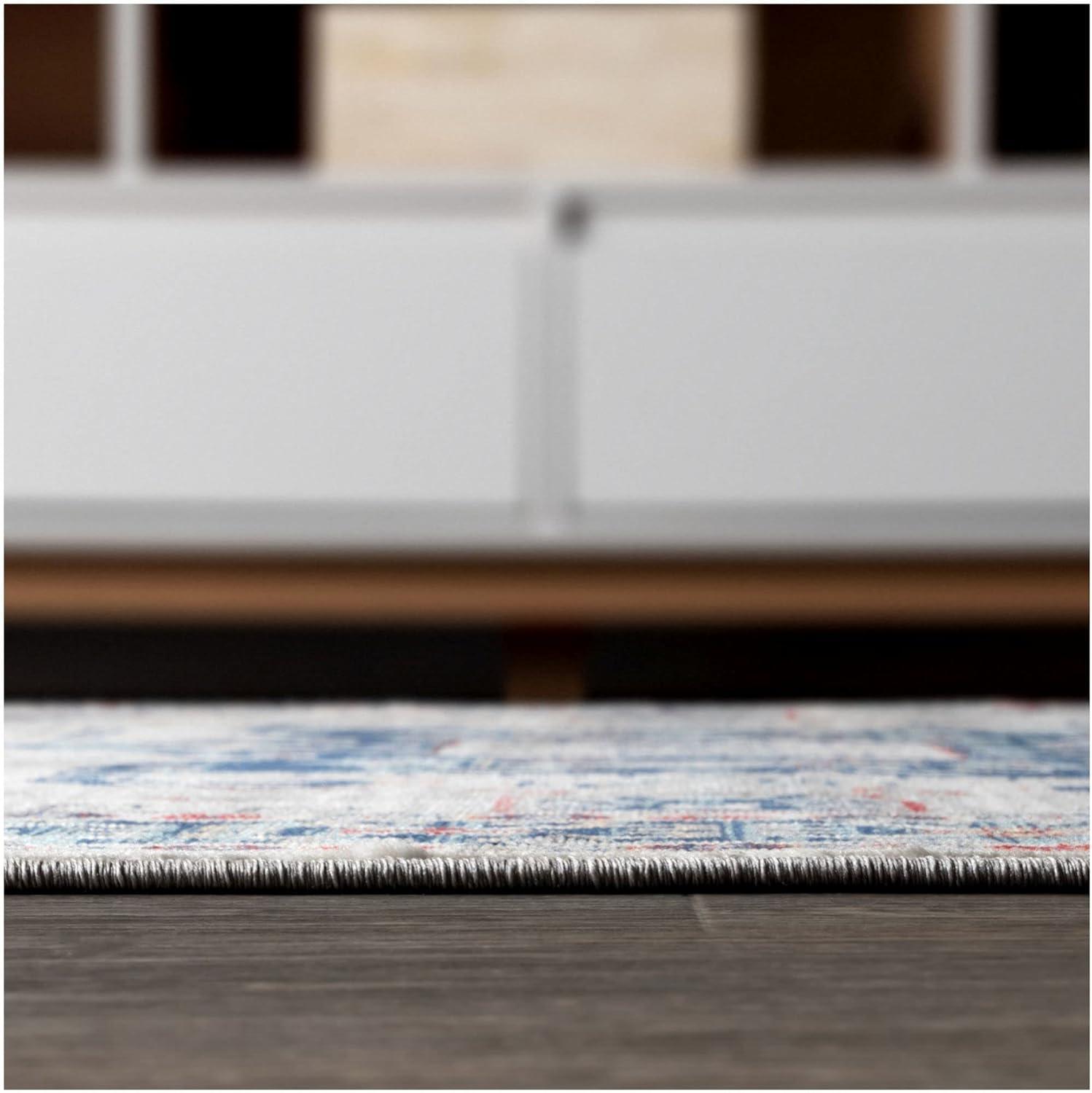 imageJONATHAN Y Modern Vintage Medallion Light Grey 5 Round Indoor Area Rug Country Floral EasyCleaning for Living Room Bedroom Kitchen Pet Friendly NonShedding MDP108B5RLight Grey Blue