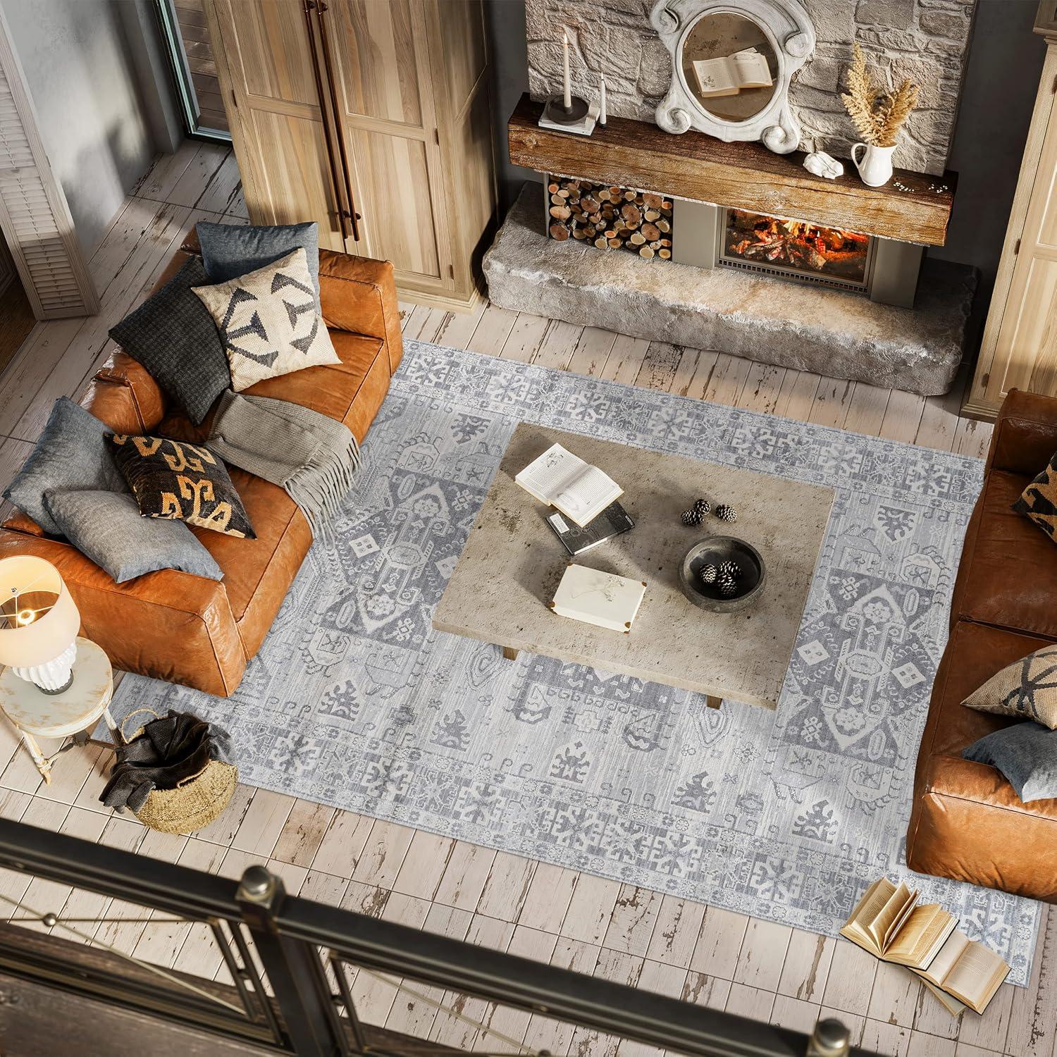 imageJONATHAN Y Modern Vintage Medallion Light Grey 5 Round Indoor Area Rug Country Floral EasyCleaning for Living Room Bedroom Kitchen Pet Friendly NonShedding MDP108B5RLight Gray