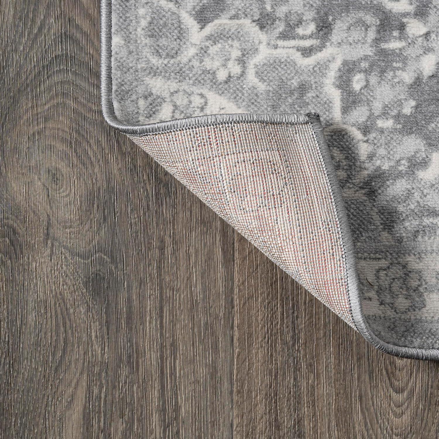 imageJONATHAN Y Modern Vintage Moroccan Medallion Light Gray 5 Round Indoor Area Rug Country Floral EasyCleaning for Living Room Bedroom Kitchen Pet Friendly NonShedding MDP103B5RLight Gray