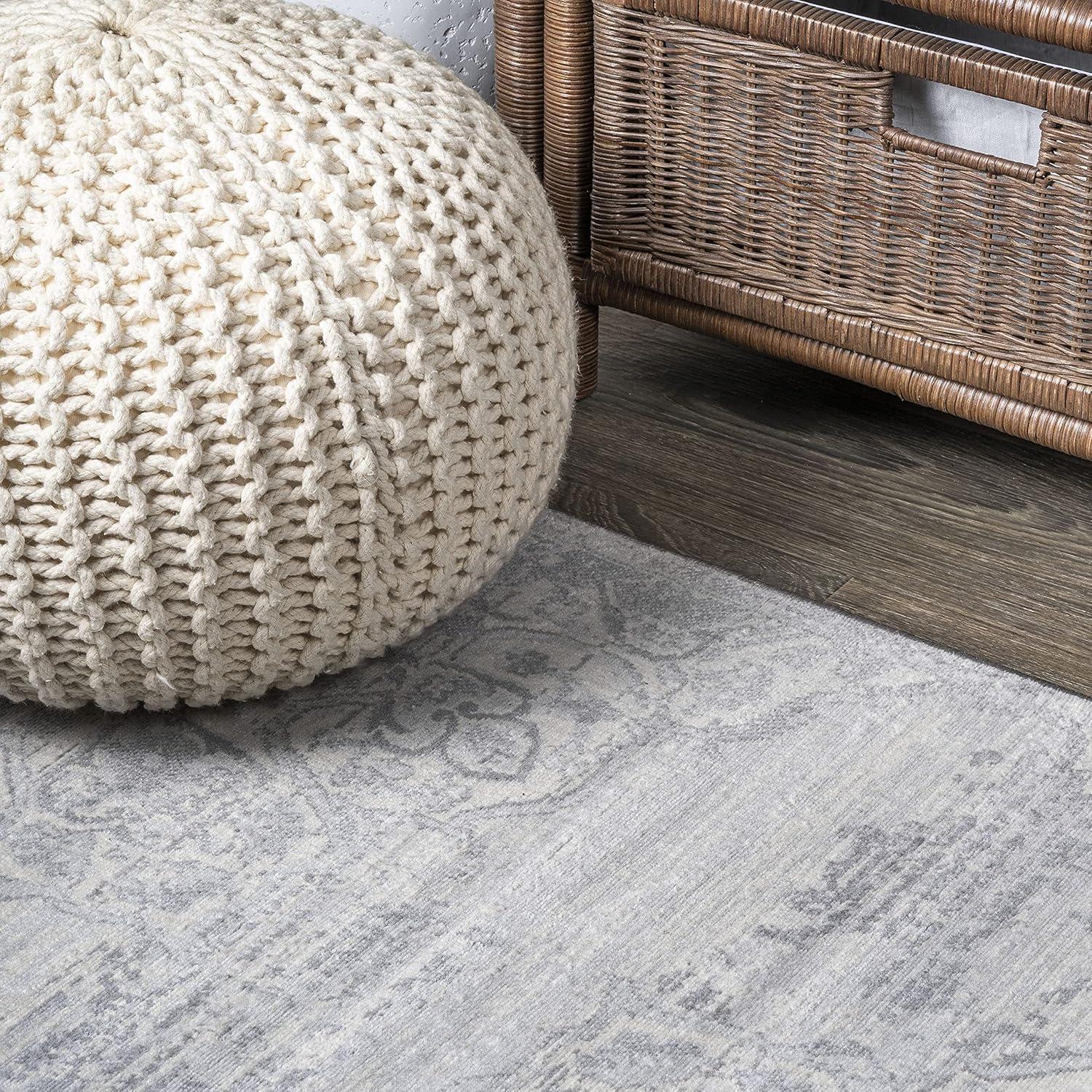 imageJONATHAN Y Modern Vintage Moroccan Medallion Light Gray 5 Round Indoor Area Rug Country Floral EasyCleaning for Living Room Bedroom Kitchen Pet Friendly NonShedding MDP103B5RLight Gray