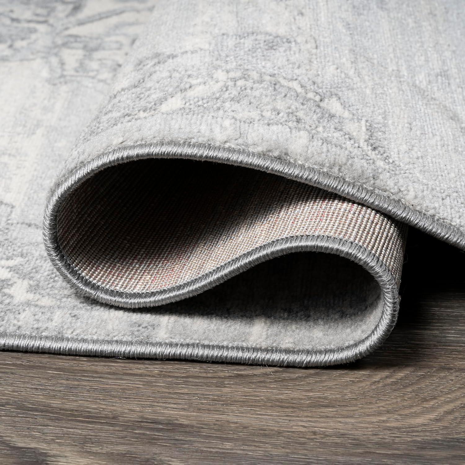 imageJONATHAN Y Modern Vintage Moroccan Medallion Light Gray 5 Round Indoor Area Rug Country Floral EasyCleaning for Living Room Bedroom Kitchen Pet Friendly NonShedding MDP103B5RLight Gray