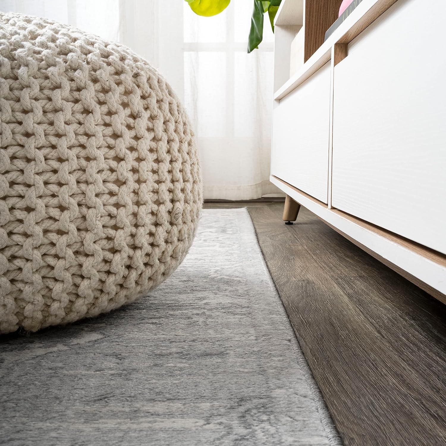 imageJONATHAN Y Modern Vintage Moroccan Medallion Light Gray 5 Round Indoor Area Rug Country Floral EasyCleaning for Living Room Bedroom Kitchen Pet Friendly NonShedding MDP103B5RLight Gray