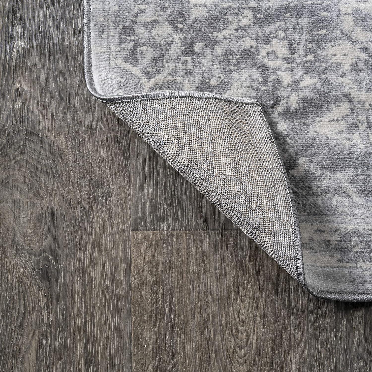 imageJONATHAN Y Modern Vintage Moroccan Medallion Light Gray 5 Round Indoor Area Rug Country Floral EasyCleaning for Living Room Bedroom Kitchen Pet Friendly NonShedding MDP103B5RLight Gray