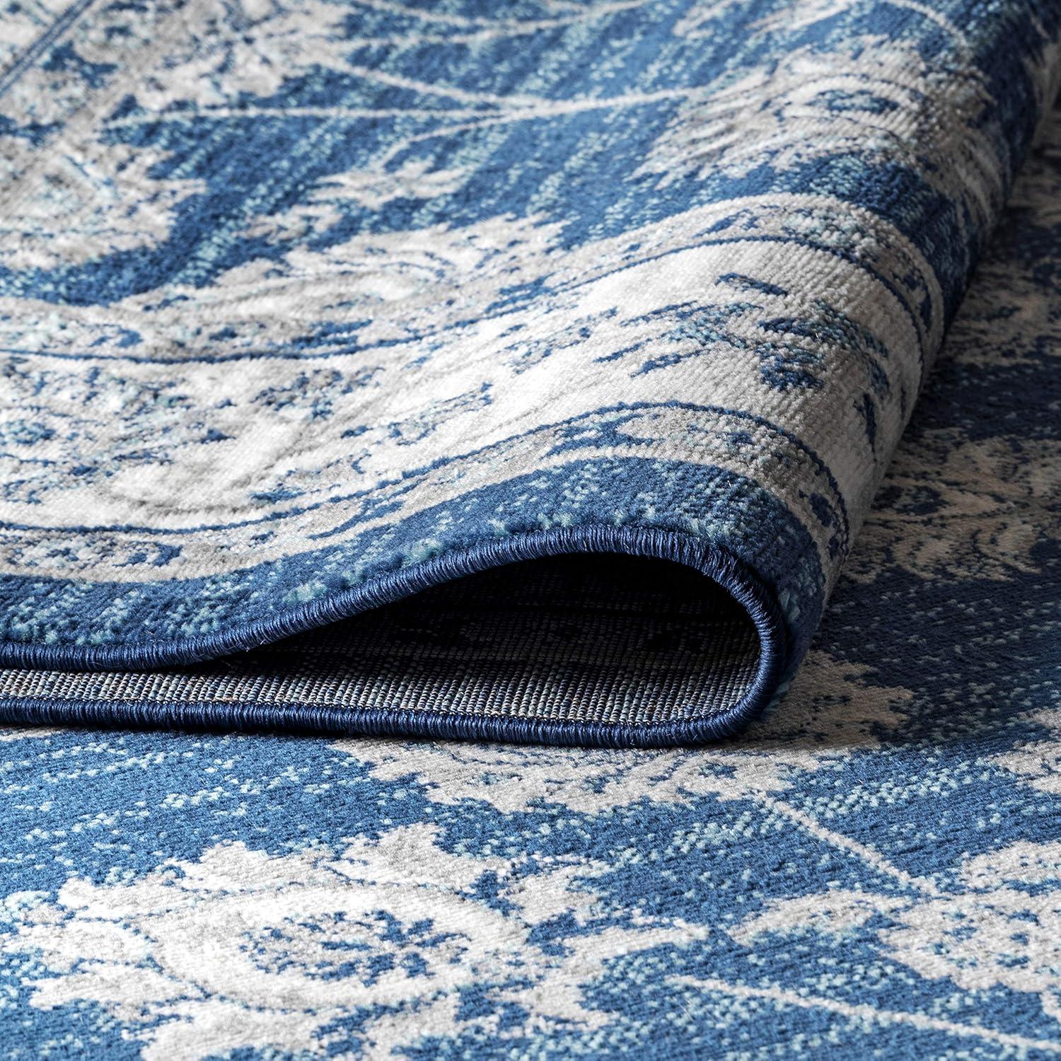 imageJONATHAN Y Modern Vintage Moroccan Traditional GrayBlue 5 Round Indoor Area Rug Country Floral EasyCleaning for Living Room Bedroom Kitchen Pet Friendly NonShedding MDP101G5RNavyLight Grey