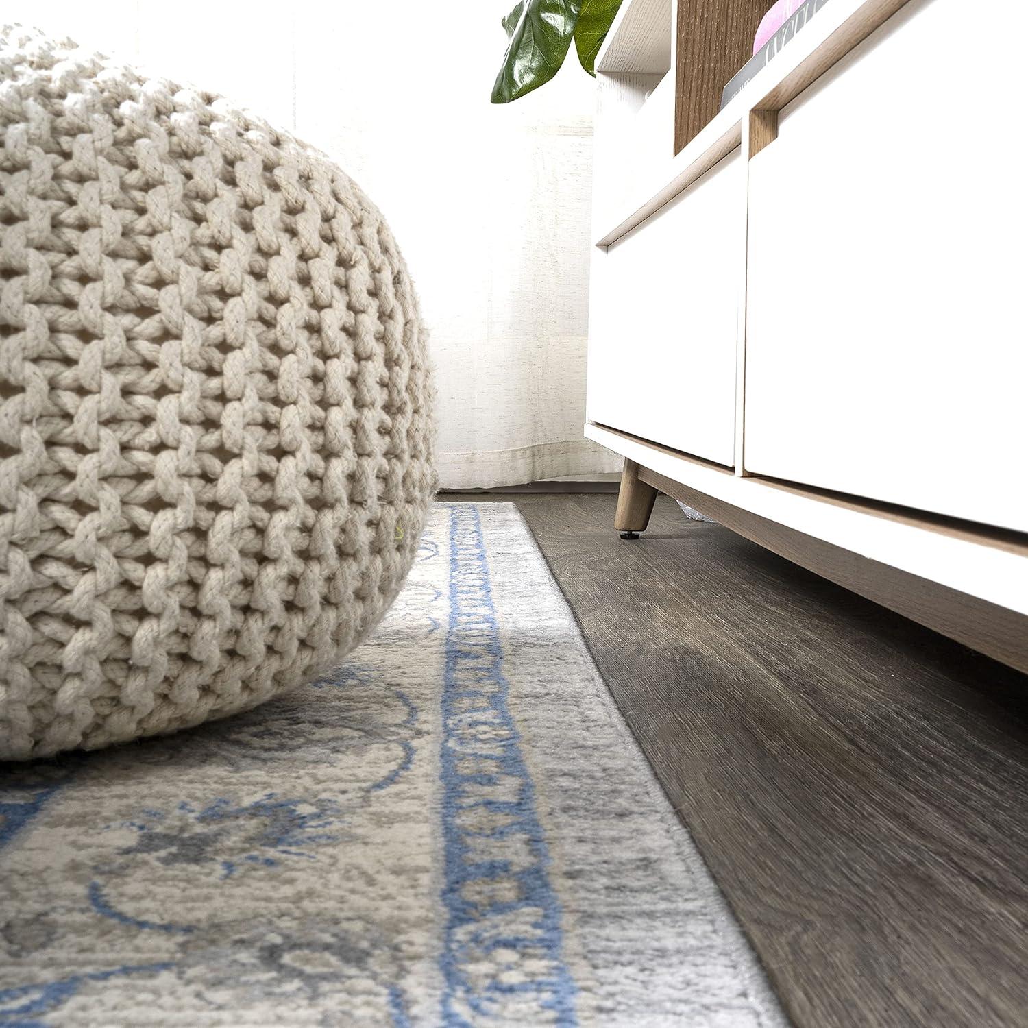 imageJONATHAN Y Modern Vintage Moroccan Traditional GrayBlue 5 Round Indoor Area Rug Country Floral EasyCleaning for Living Room Bedroom Kitchen Pet Friendly NonShedding MDP101G5RGrayBlue