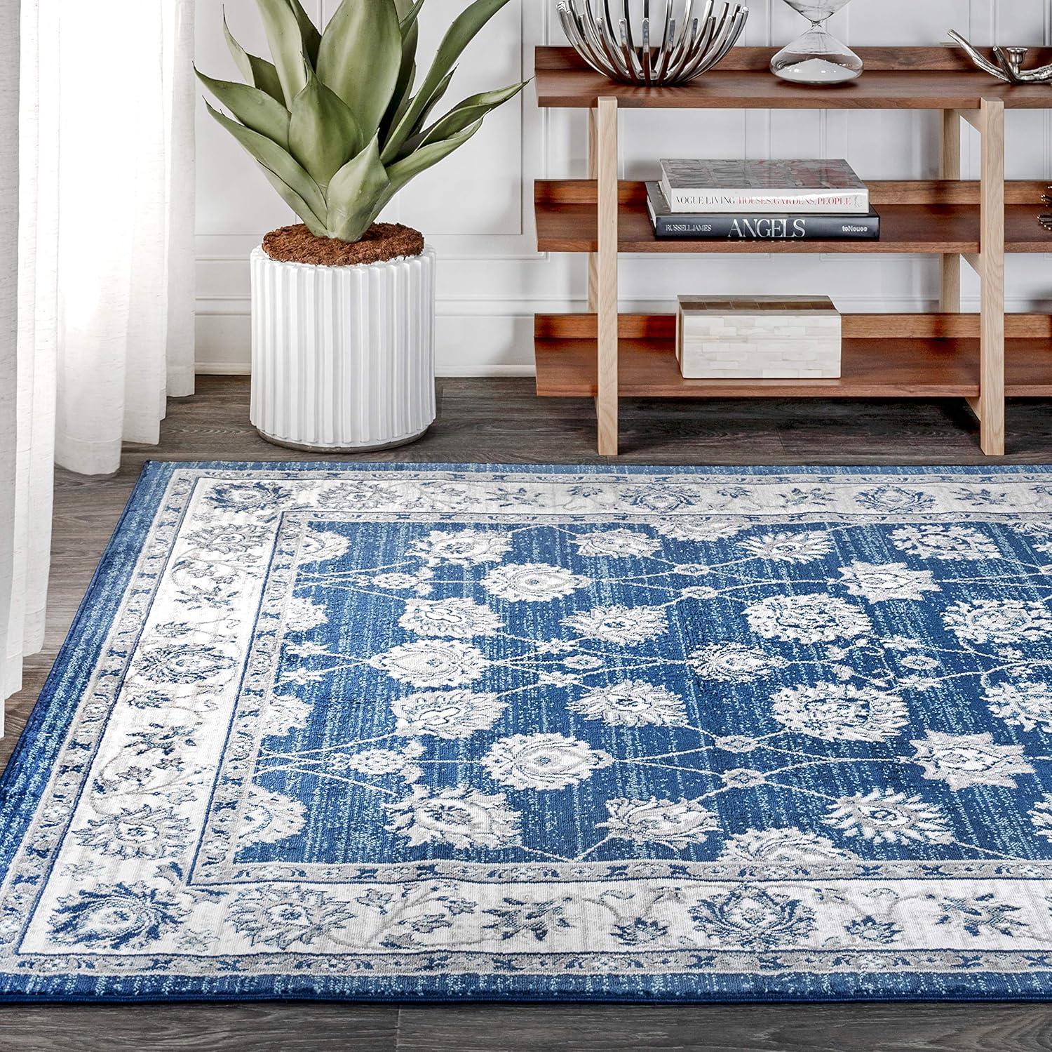 imageJONATHAN Y Modern Vintage Moroccan Traditional GrayBlue 5 Round Indoor Area Rug Country Floral EasyCleaning for Living Room Bedroom Kitchen Pet Friendly NonShedding MDP101G5RNavyLight Grey