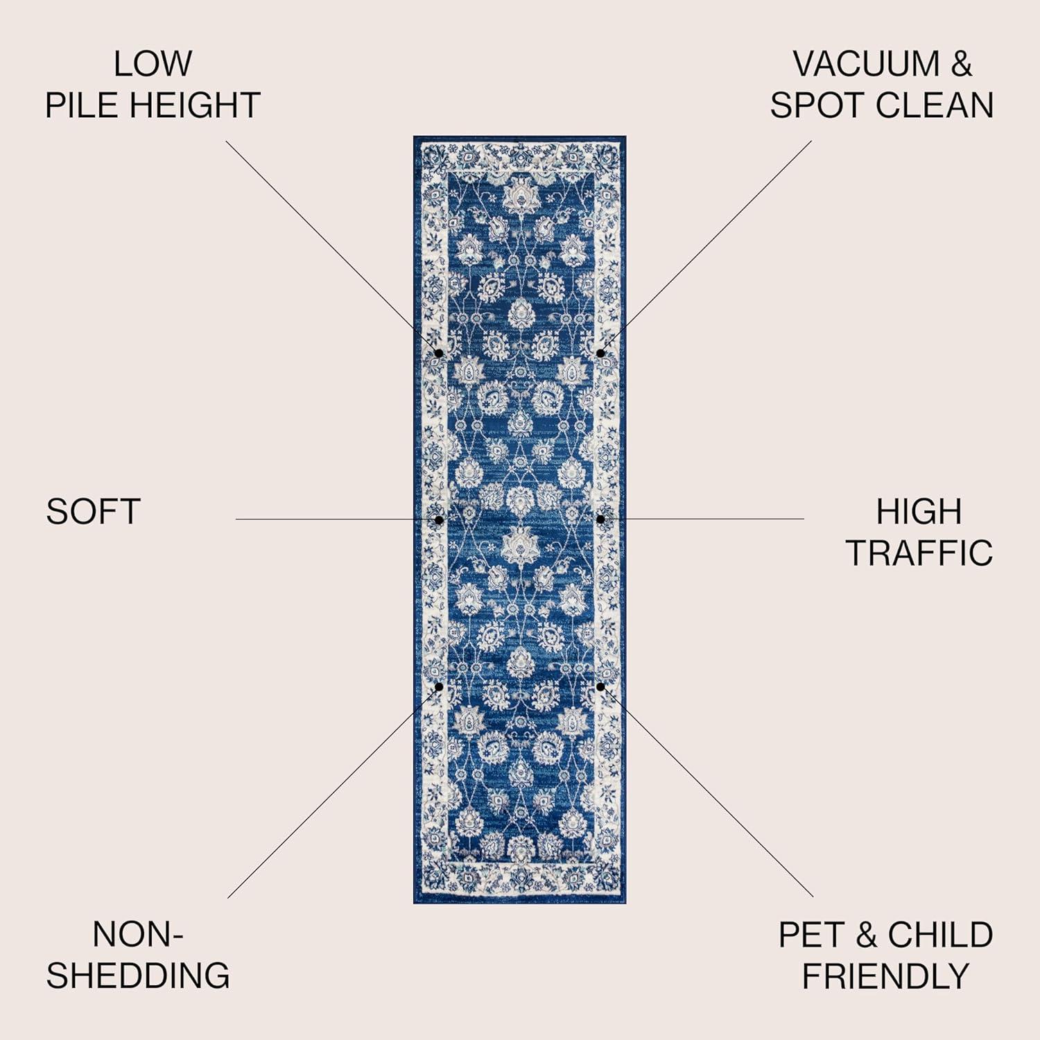 imageJONATHAN Y Modern Vintage Moroccan Traditional GrayBlue 5 Round Indoor Area Rug Country Floral EasyCleaning for Living Room Bedroom Kitchen Pet Friendly NonShedding MDP101G5RNavyLight Grey