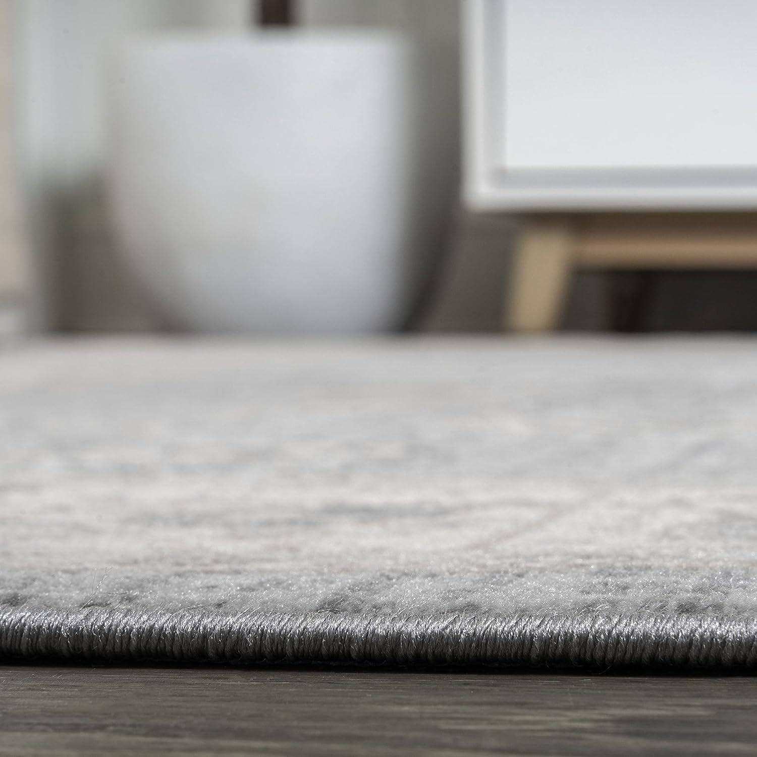 imageJONATHAN Y Modern Vintage Moroccan Traditional GrayBlue 5 Round Indoor Area Rug Country Floral EasyCleaning for Living Room Bedroom Kitchen Pet Friendly NonShedding MDP101G5RLight Gray