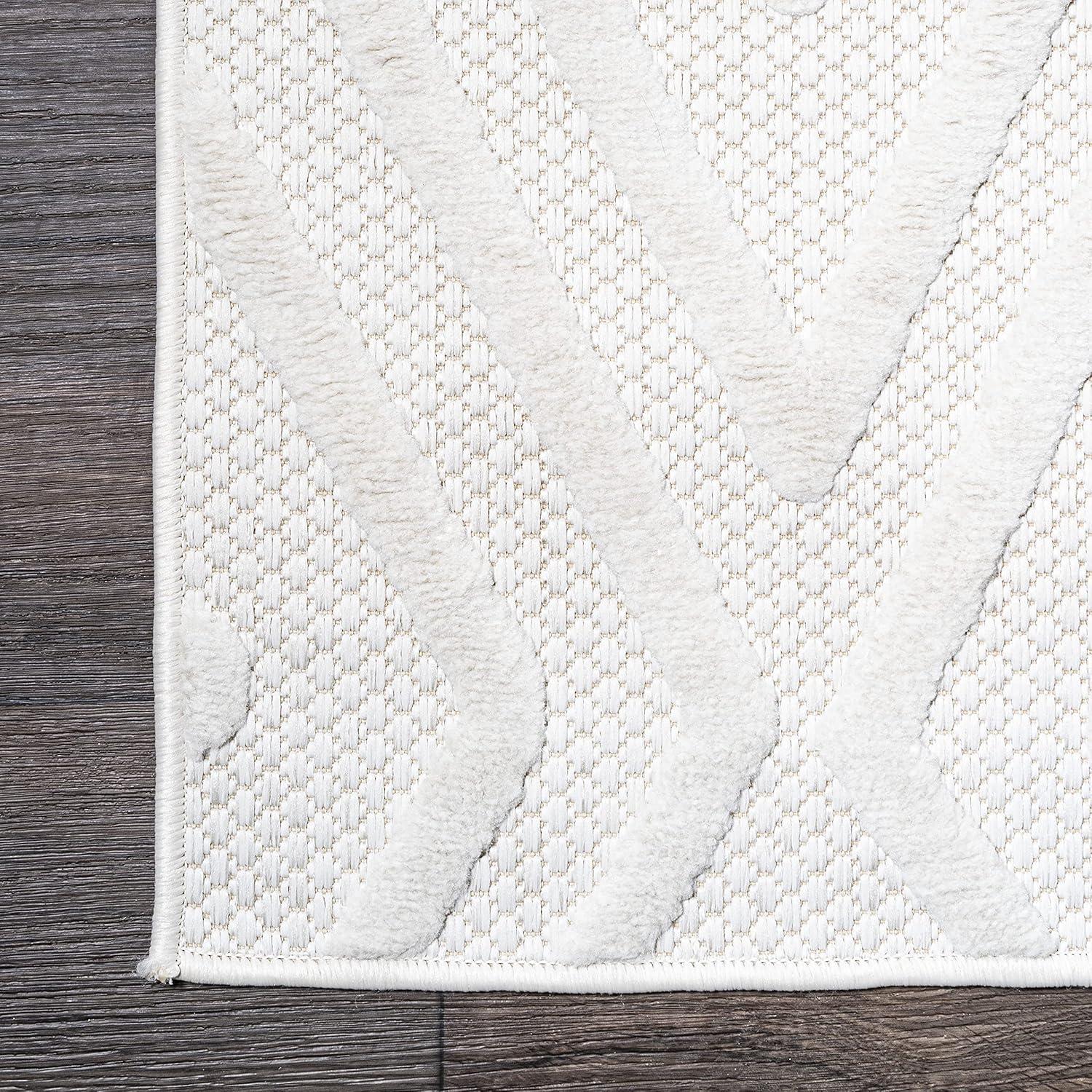 imageJONATHAN Y Moroccan Diamond Indoor Outdoor Round Area Rug 5 Ft Ivory Balansat for Backyard Patio Porch EasyCleaning High Traffic PetFriendly NonShedding IBZ100D5RIvory