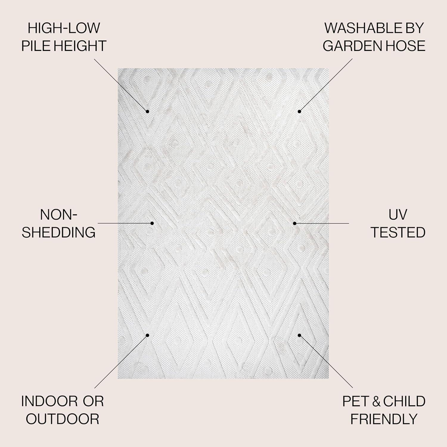 imageJONATHAN Y Moroccan Diamond Indoor Outdoor Round Area Rug 5 Ft Ivory Balansat for Backyard Patio Porch EasyCleaning High Traffic PetFriendly NonShedding IBZ100D5RIvory