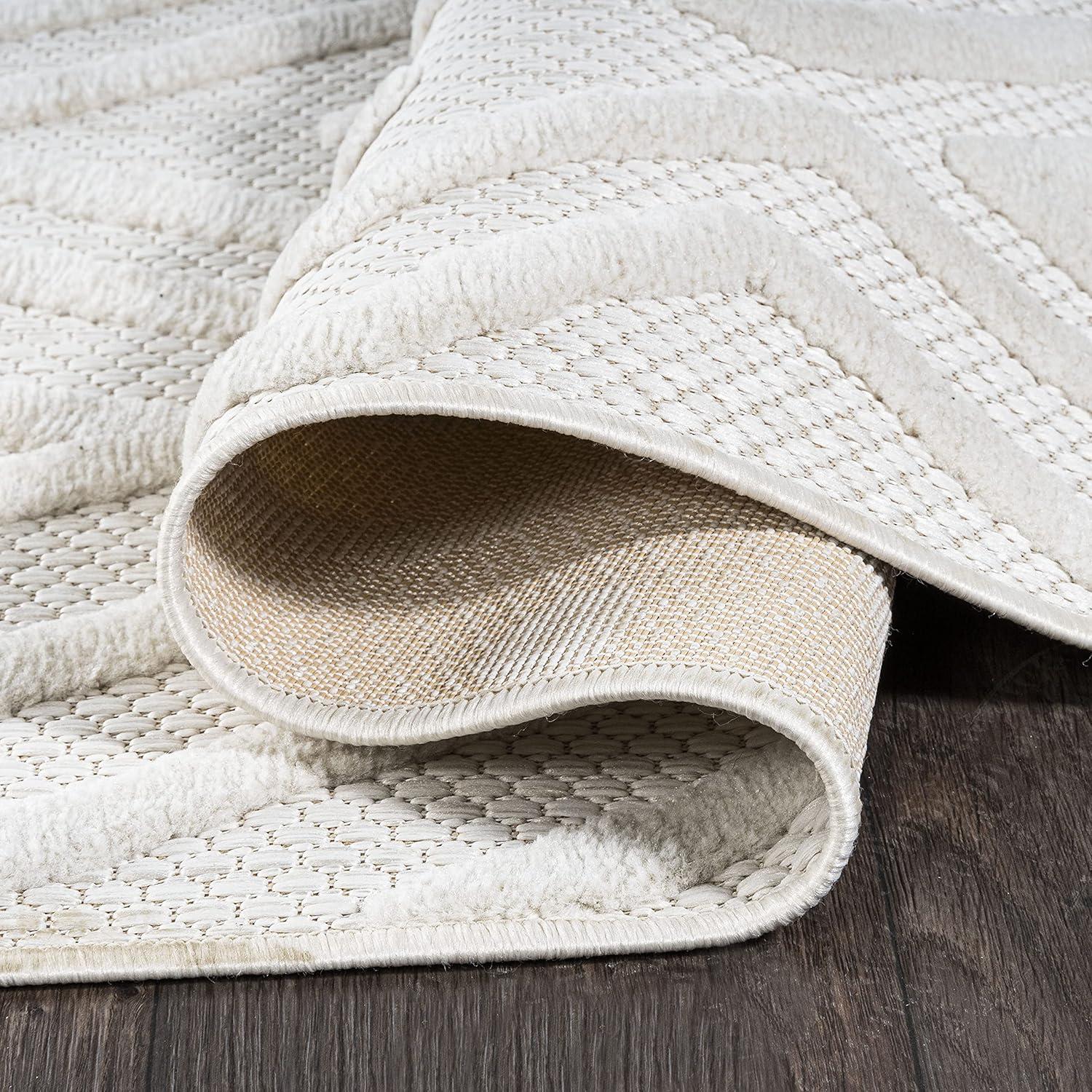 imageJONATHAN Y Moroccan Diamond Indoor Outdoor Round Area Rug 5 Ft Ivory Balansat for Backyard Patio Porch EasyCleaning High Traffic PetFriendly NonShedding IBZ100D5RIvory