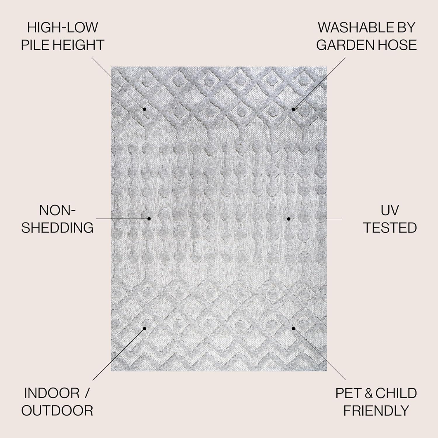 imageJONATHAN Y Moroccan Diamond Indoor Outdoor Round Area Rug 5 Ft Light Gray Peralta for Backyard Patio Porch EasyCleaning High Traffic PetFriendly NonShedding IBZ103C5RLight Gray