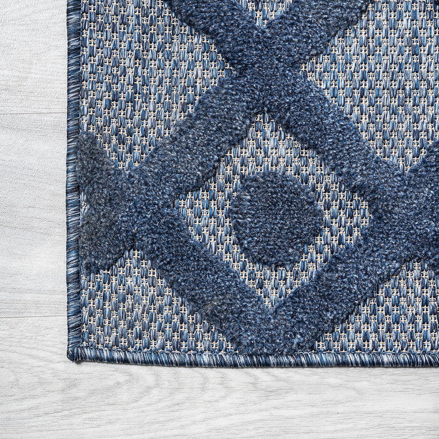 imageJONATHAN Y Moroccan Diamond Indoor Outdoor Round Area Rug 5 Ft Light Gray Peralta for Backyard Patio Porch EasyCleaning High Traffic PetFriendly NonShedding IBZ103C5RNavy