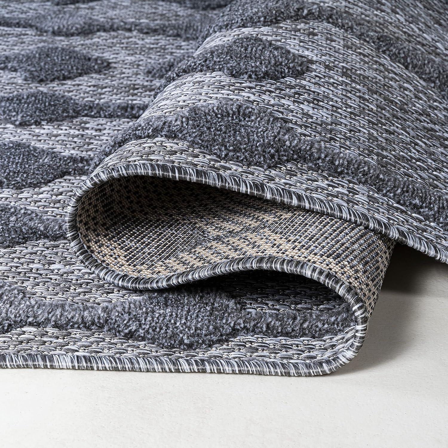 imageJONATHAN Y Moroccan Diamond Indoor Outdoor Round Area Rug 5 Ft Light Gray Peralta for Backyard Patio Porch EasyCleaning High Traffic PetFriendly NonShedding IBZ103C5RDark Gray