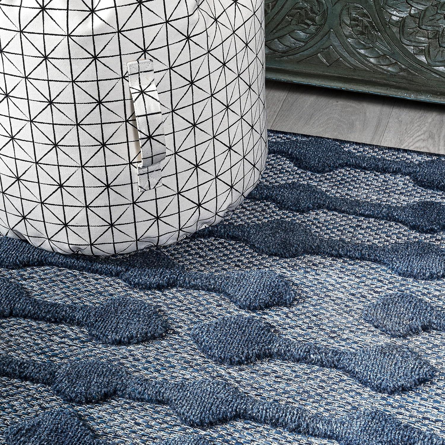 imageJONATHAN Y Moroccan Diamond Indoor Outdoor Round Area Rug 5 Ft Light Gray Peralta for Backyard Patio Porch EasyCleaning High Traffic PetFriendly NonShedding IBZ103C5RNavy