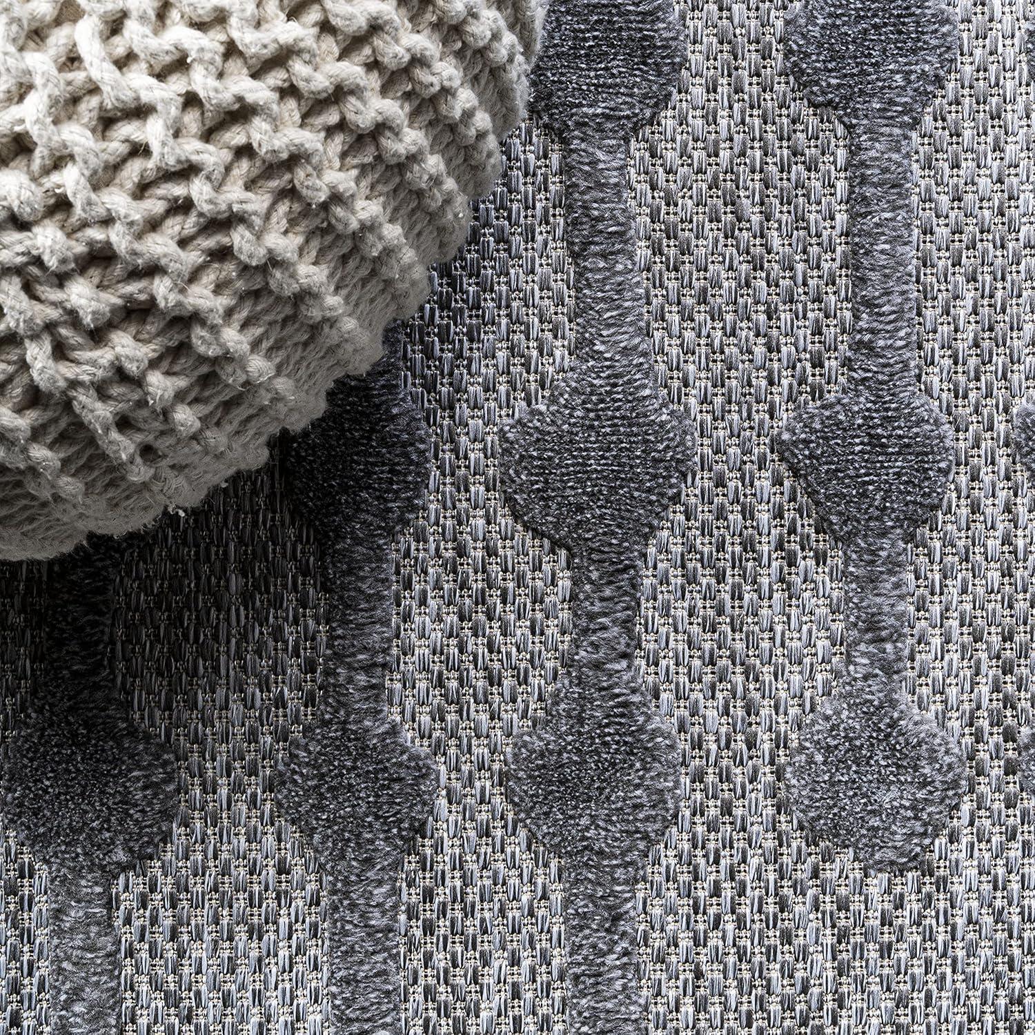 imageJONATHAN Y Moroccan Diamond Indoor Outdoor Round Area Rug 5 Ft Light Gray Peralta for Backyard Patio Porch EasyCleaning High Traffic PetFriendly NonShedding IBZ103C5RDark Gray